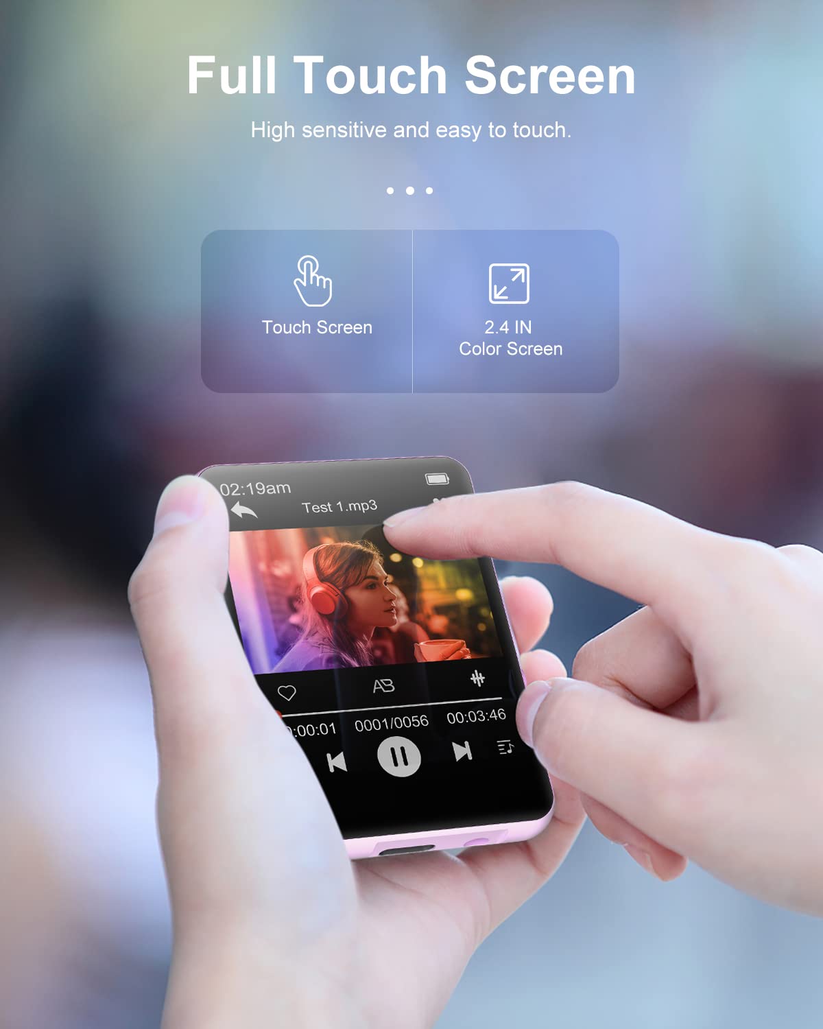 64Gb Mp3 Player With Bluetooth 5.3, Portable Digital Lossless Music Player With Built In Speaker, 2.4 In Full Touch Screen, Fm R