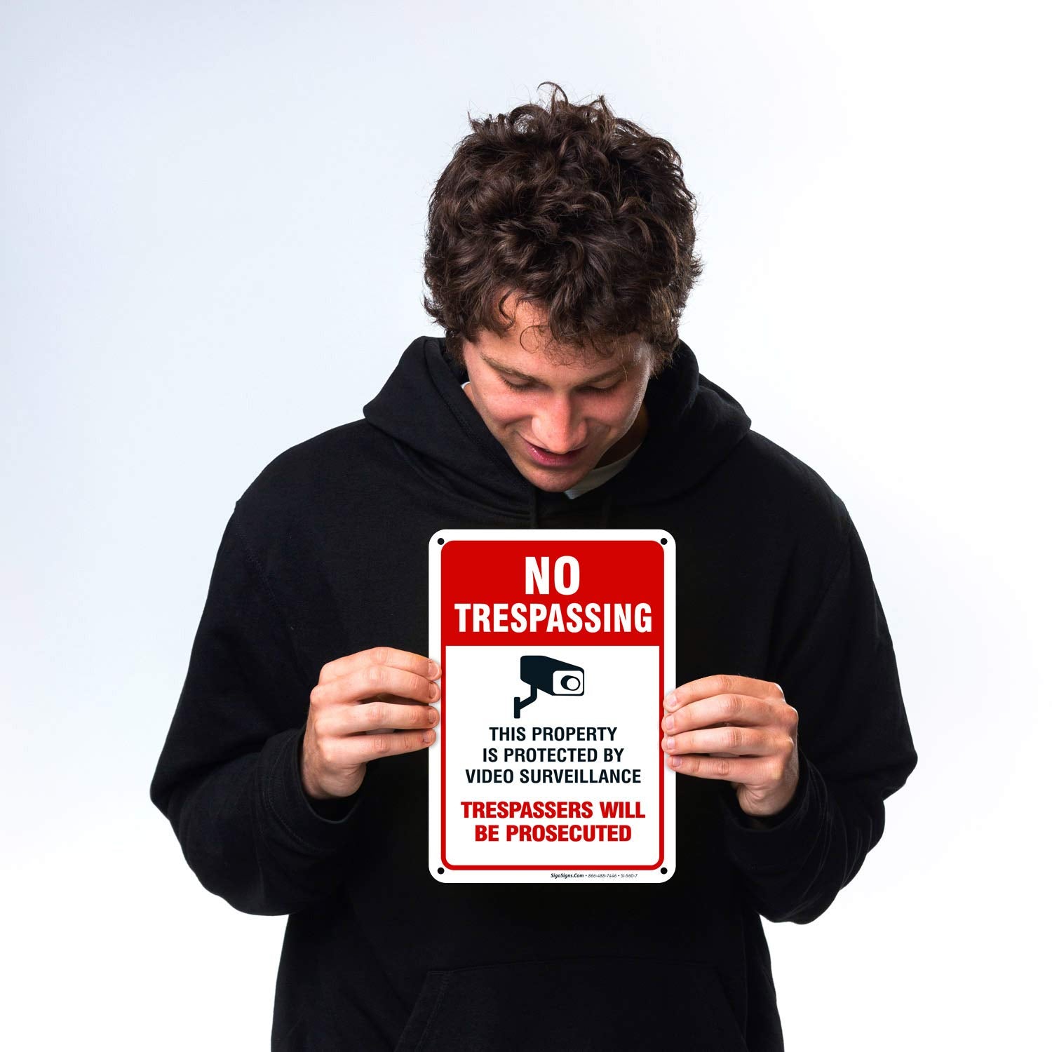 Sigo Signs, Video Surveillance Sign, No Trespassing Sign, Security Warning Sign, 10X7 Heavy 0.40 Aluminum, (4 Pack) Uv Protected