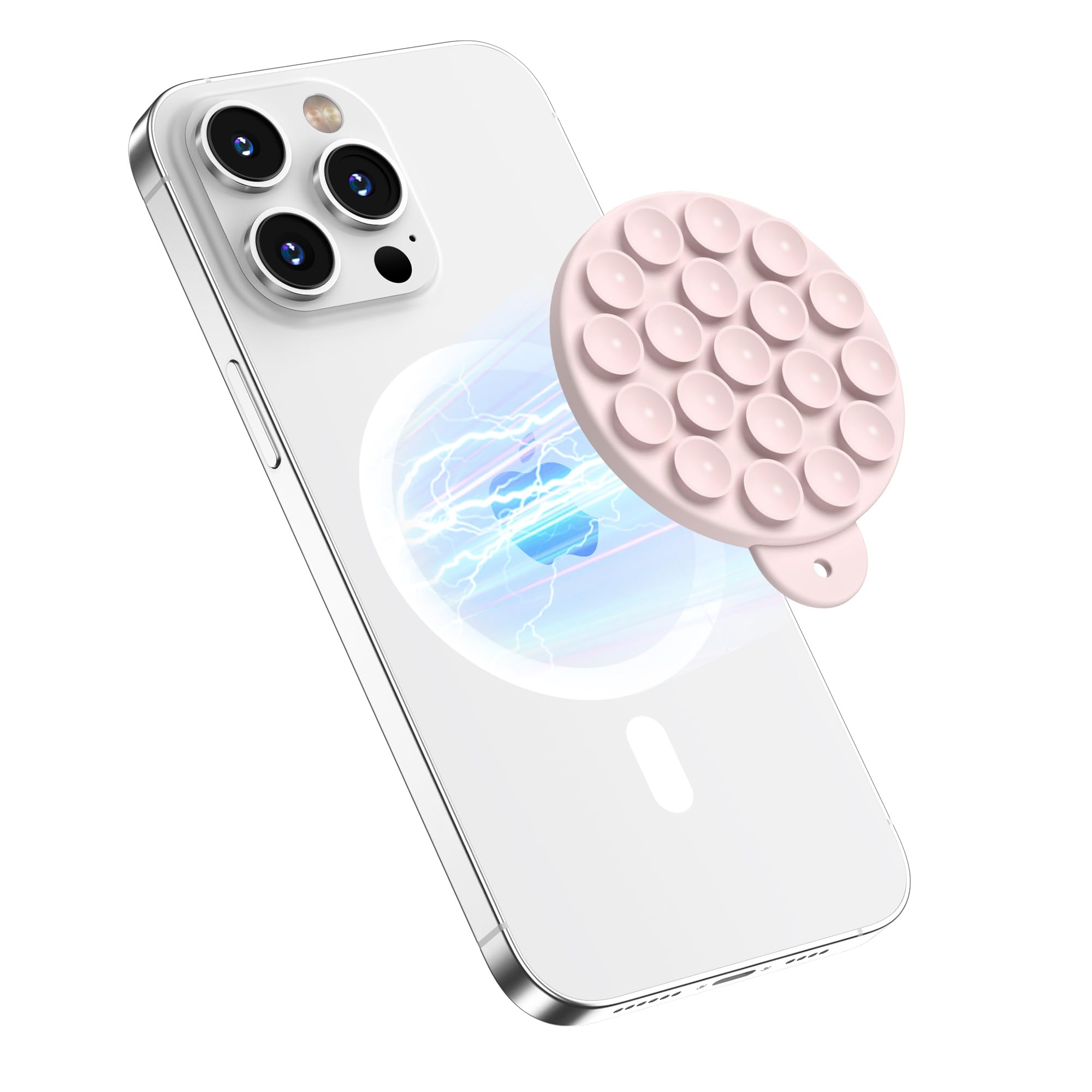 Hsaohd Magnetic Suction Cup Mount For Magsafe Case, Silicone Hands-Free Grip Holder For Iphone And Android, Mirror Shower Phone 