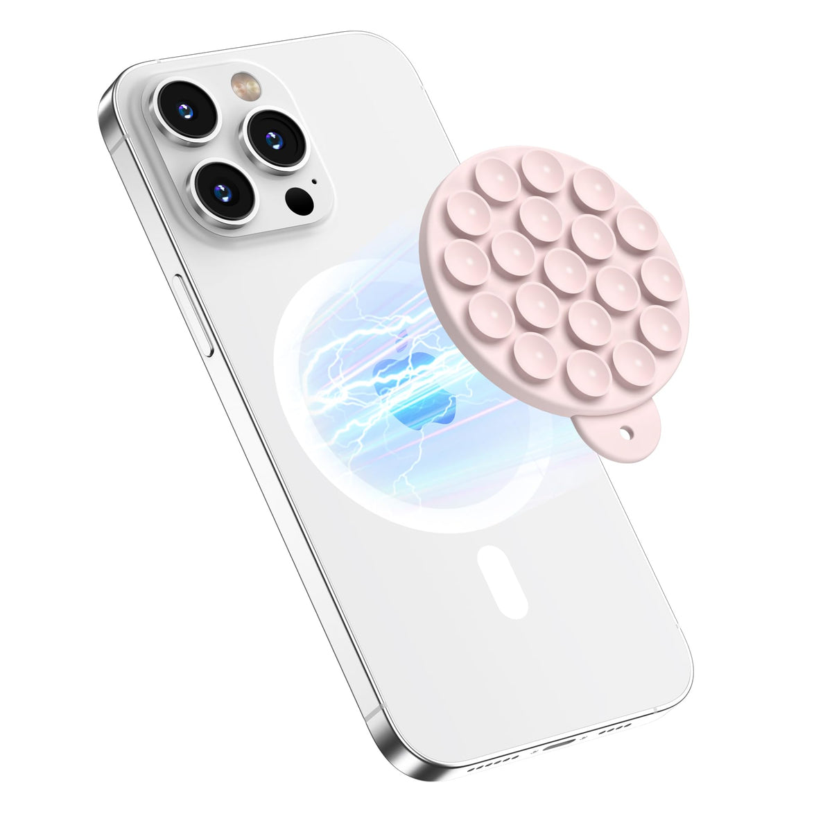 Hsaohd Magnetic Suction Cup Mount For Magsafe Case, Silicone Hands-Free Grip Holder For Iphone And Android, Mirror Shower Phone 
