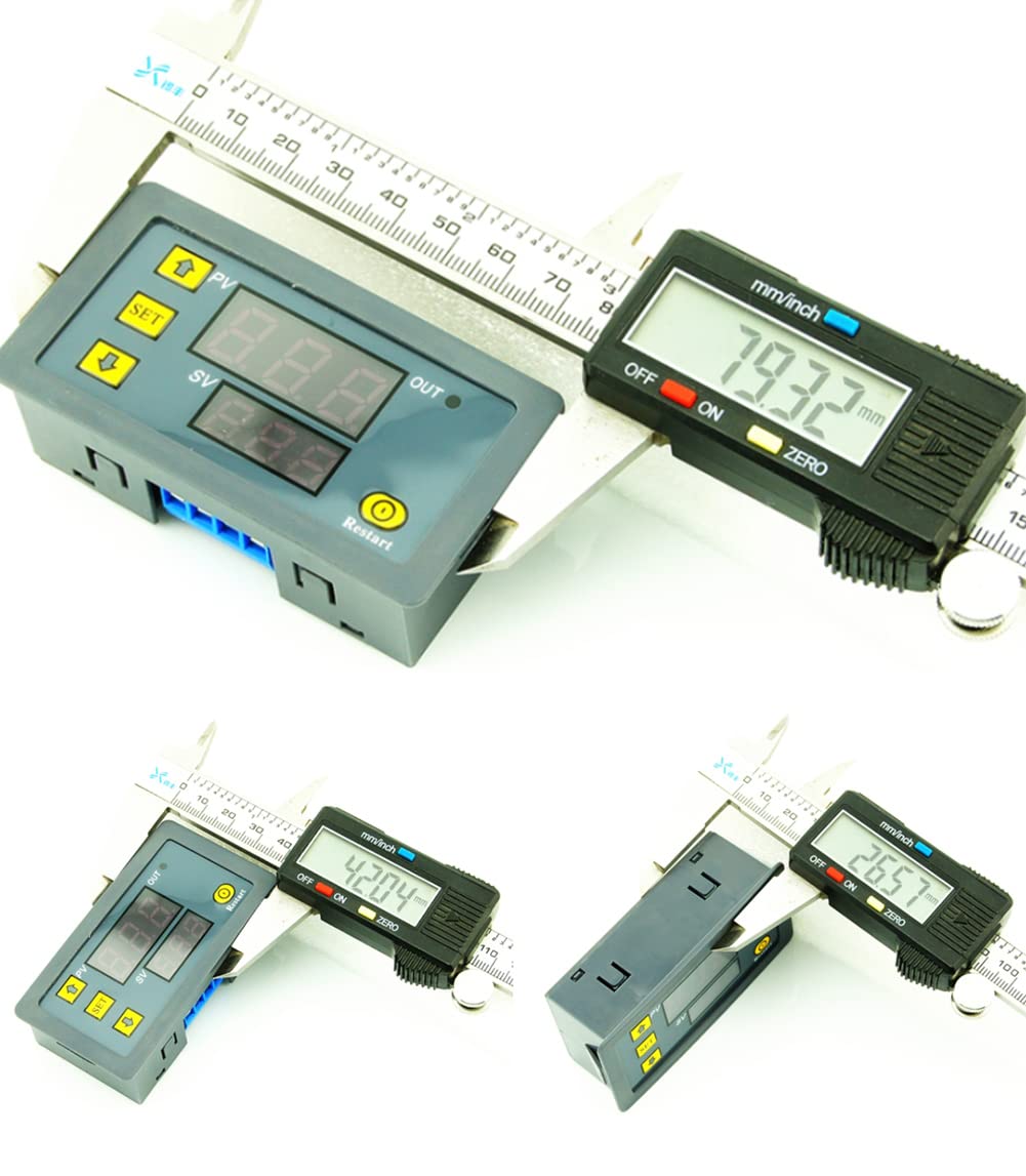 2Pcs Timer Delay Relay Programmable Cycle Timer Switch On Off Control Led Digital Display Time Relay Module (Dc12V/20A) Gray