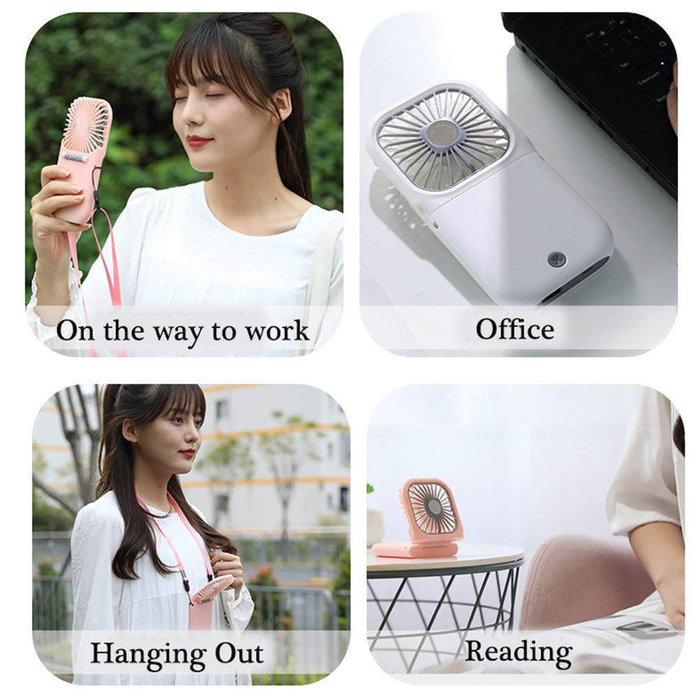 Allxin Portable Neck Fan Mini Quiet Handheld Personal Foldable Usb Rechargeable Fan Operated For Home Office Outdoor Travel, 300