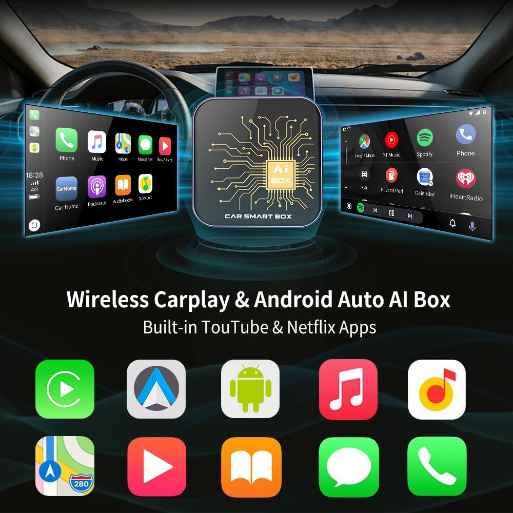 Wireless Carplay Adapter And Android Auto Ai Box Lite For Factory Wired Carplay Cars Android 10.0 Car Smart Box Support Netflix