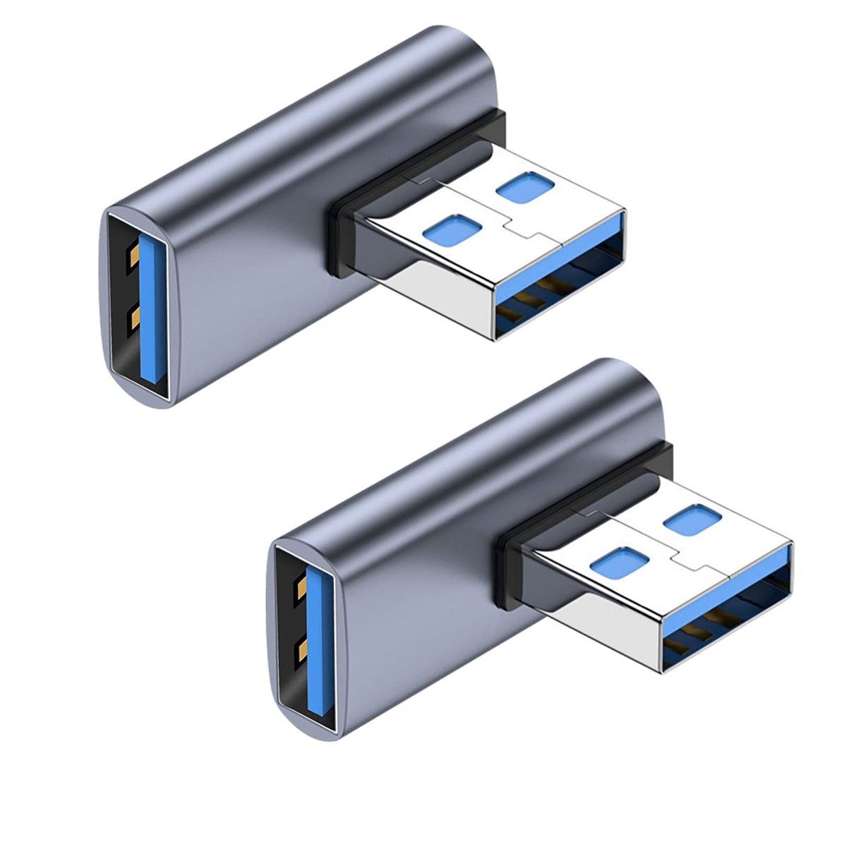 90 Degree Usb Adapter (2 Pack) Left Angle Usb 3.1 Male To Female Extender Usb A A Direction Converter For Pc, Laptop, Usb A Charger, Power Bank And More (Both Left Angle)
