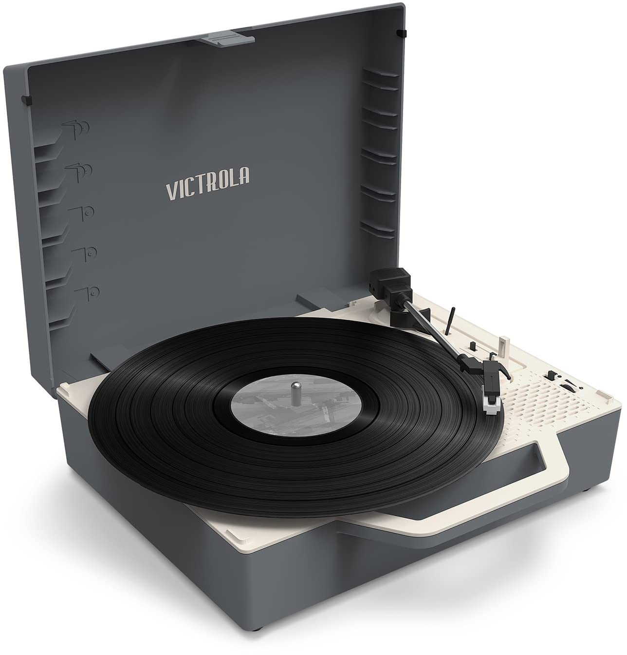 Victrola Re Spin Sustainable Suitcase Vinyl Record Player, 3 Speed (33 1/3, 45 & 78 Rpm), Belt Driven Bluetooth Turn Table With