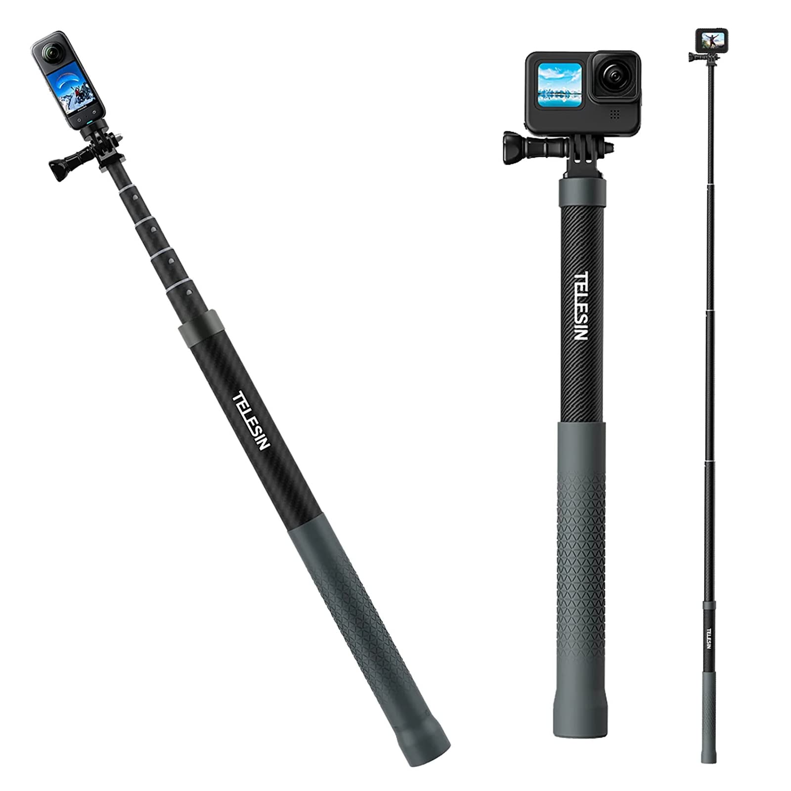 Telesin G3 Invisible Selfie Stick For Gopro Insta360 (120Cm/47.2'), Waterproof Carbon Fiber Extension Pole For Gopro 13 12 11 10 9 8 Insta 360 X3 X4 Go 3 Ace Pro 2 Dji Action 3 4 5 Osmo Pocket 3