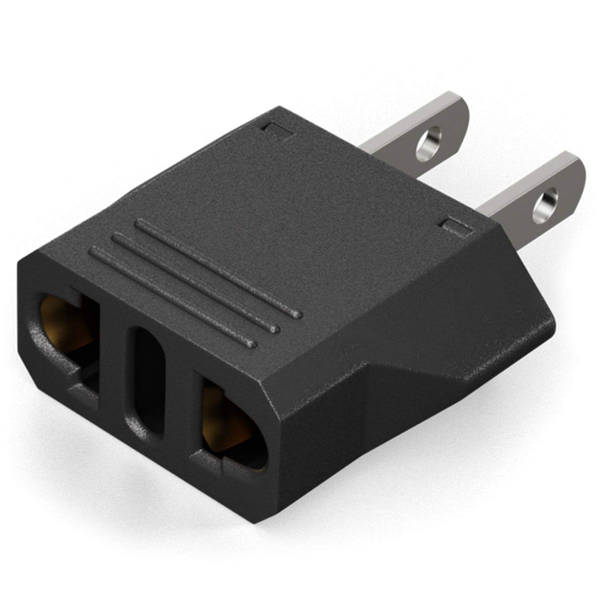 Us Plug Adapter, European To Usa Adapter, Unidapt Small European To American Outlet Plug Adapter, Eu To Us Adapter, Universal Input Europe/Asia To Usa/Canada Travel Power Plug Adapter (1 Pack, Black)