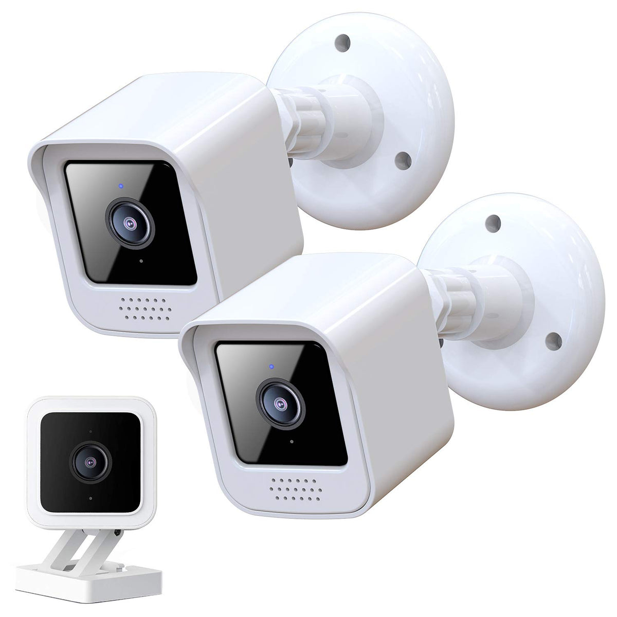 Wall Mount For Wyze Cam V3/V3 Pro Camera (2 Pack),Compatible Wyze Spotlight Indoor/Outdoor Security Accessories Weatherproof Protective Cover And 360� Adjustable Mounting Bracket Housing, White