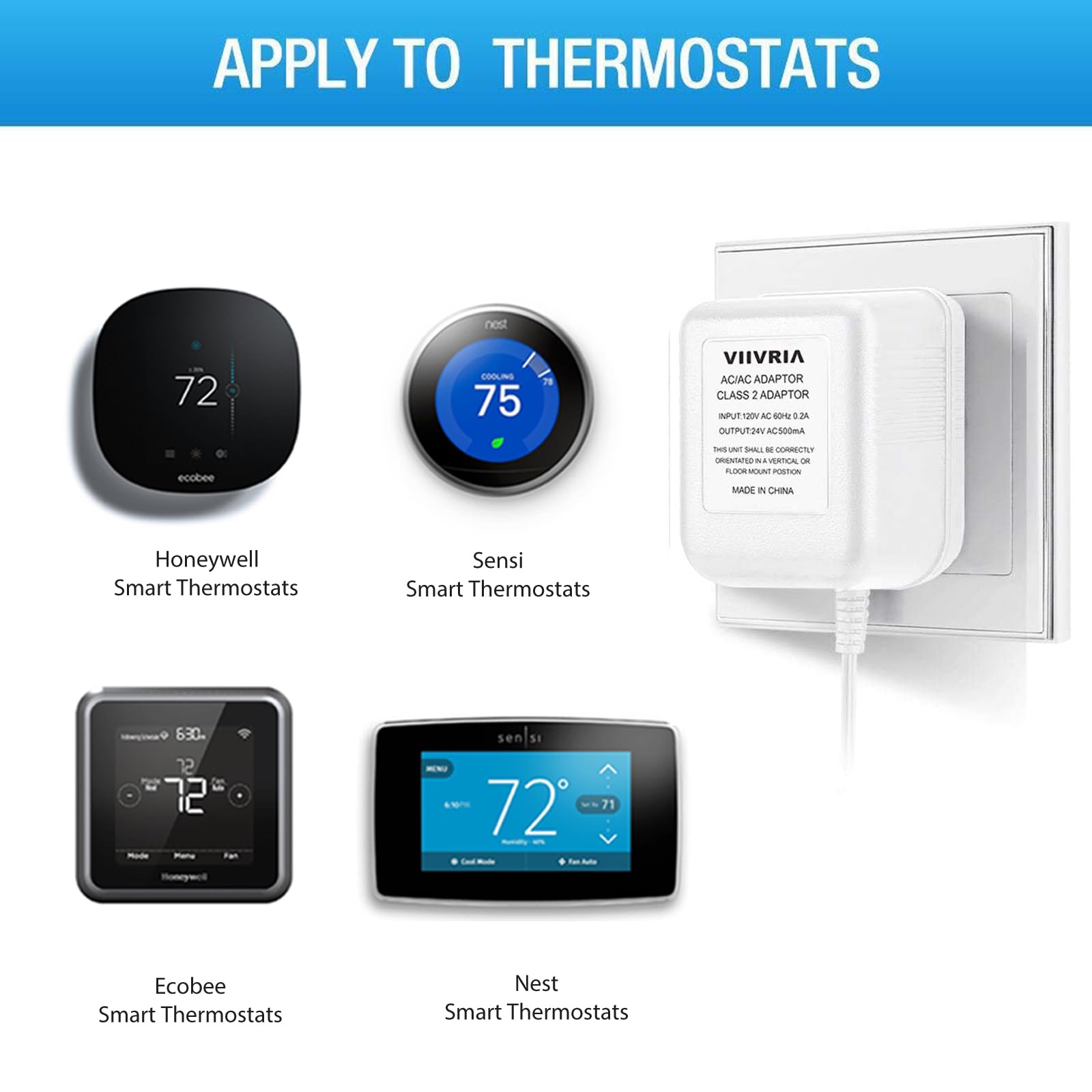 24 Volt Transformer, C Wire Adapter Thermostat, Competible With All Versions Of Ring Doorbell And Thermostat For Nest Ecobee, Se