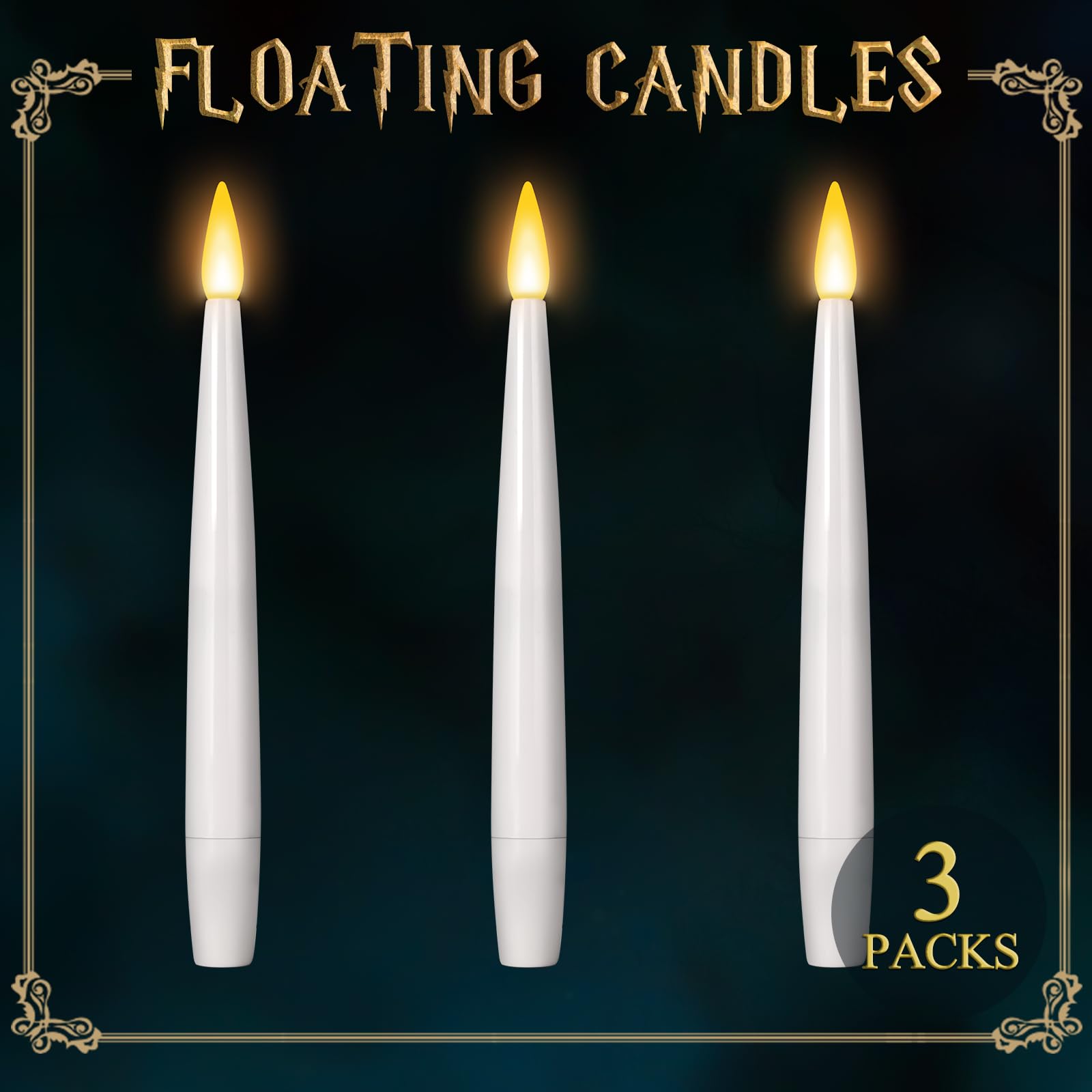 Floating Candles 3Pcs (No Wand)   Magic Hanging Candles Flickering Warm Light Flameless Candles With Remote, Floating Lights For