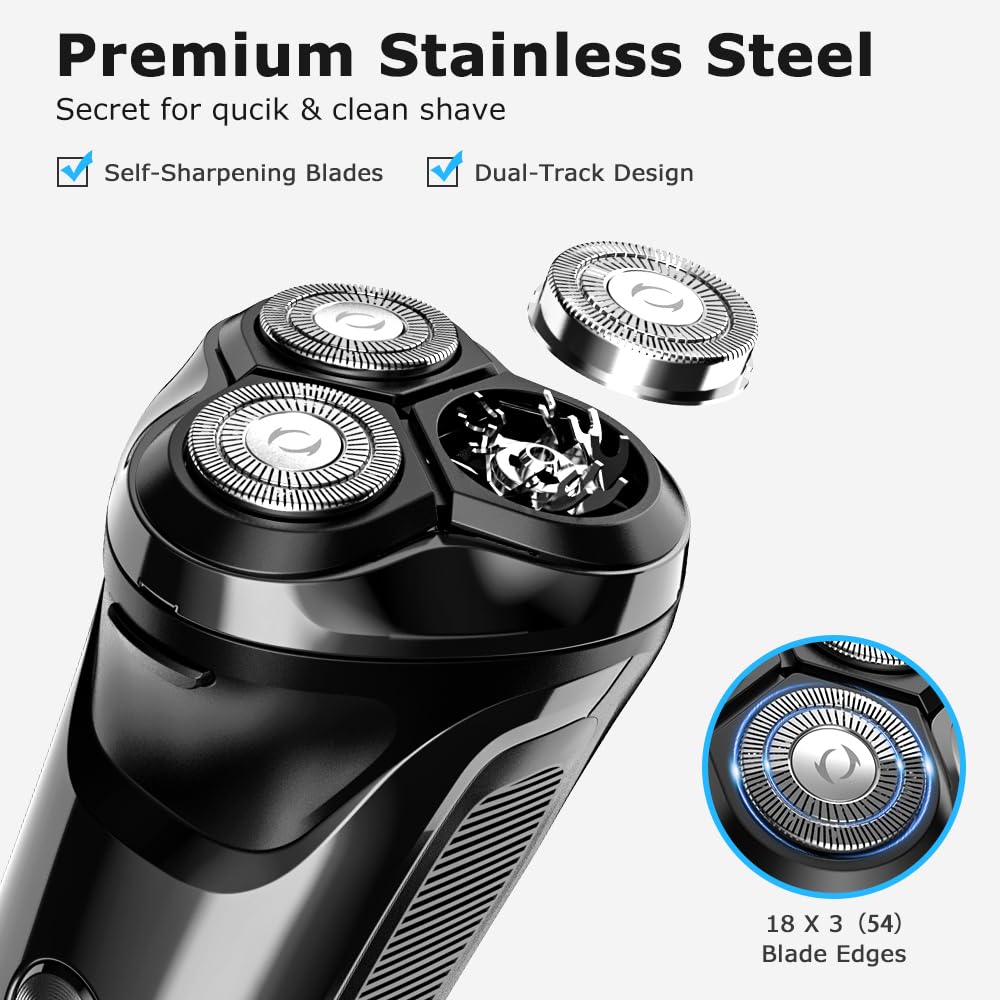 Electric Razor For Men Mens Electric Shaver Usb C Rechargeable Waterproof Wet Dry Shaver With Pop Up Trimmer, Portable With Lcd