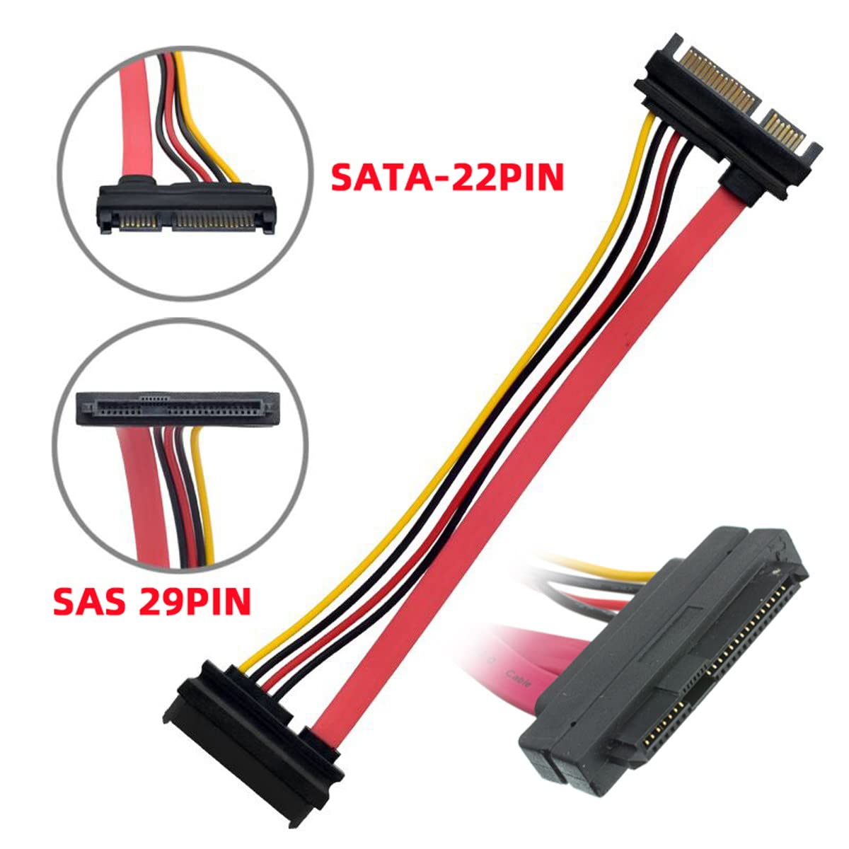 Cy Sas Cable Sff 8482 Sas 29 Pin To Sata 22Pin Hard Disk Drive Raid Extension Cable With 22 Pin Sata Power Port
