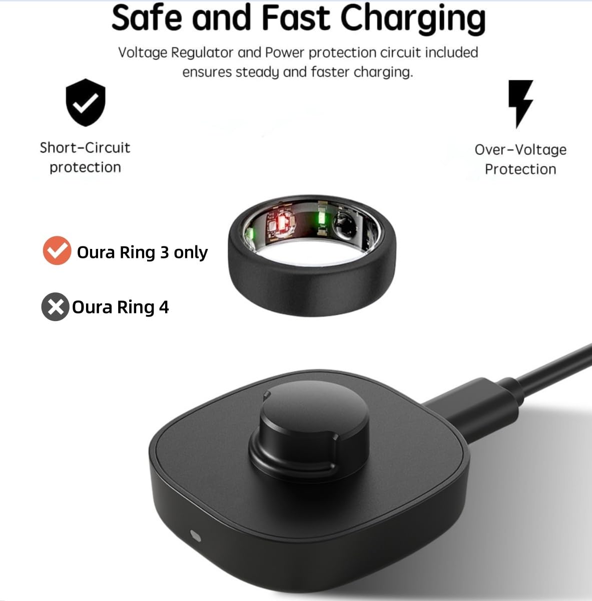 Wonjoy Compatible With Oura Ring Gen3 Charger   Size 6, 7, 8, 9, 10, 11, 12, 13   Fast Charging Dock With Usb C Cable For Smart