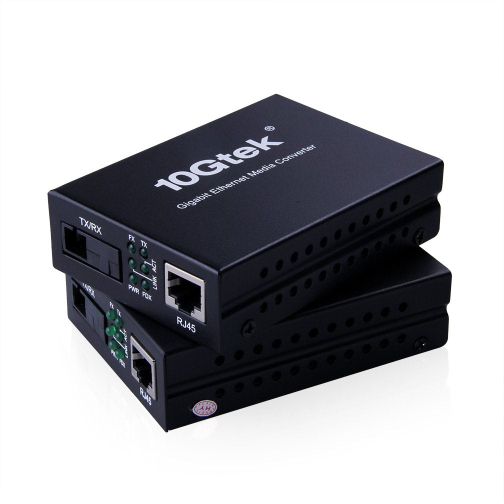 A Pair Of Gigabit Ethernet Single Mode Sc Fiber Bidi Media Converter, Built In Bidi Sfp B Lx Fiber Module, 1310Nm/1550Nm, Smf, U