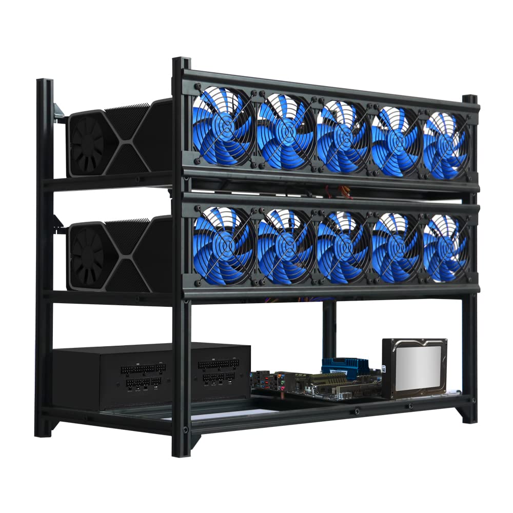 Kingwin Miner Rig Case Frame 12 Gpu   Premium Stackable Aluminum Mining Rig Enclosure For Efficient Crypto Mining, Test Bench Pc