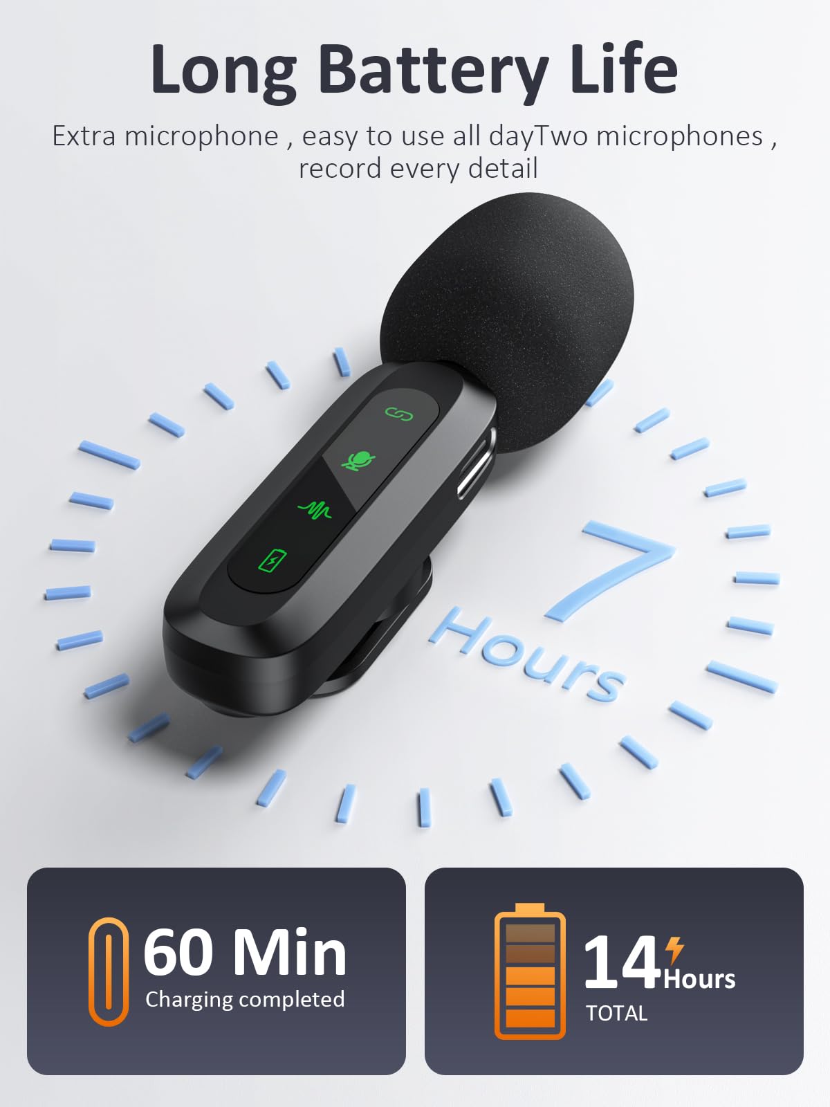 Usb C Wireless Lavalier Microphone For Iphone 15/16, Mini Lav Led Mic For Android Phone With Noise Cancelling, Lapel Podcast Mic