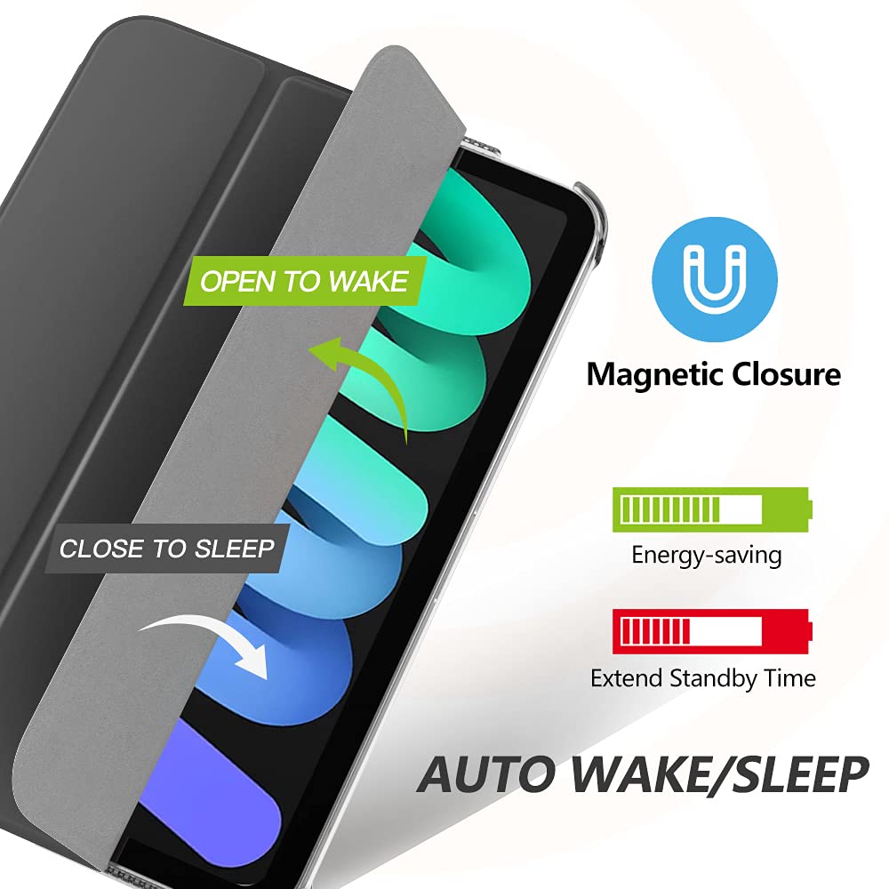 MoKo for iPad Mini 7 (A17 Pro) Case 2024,iPad Mini 6 Case 2021,8.3 inch iPad Mini 7th/6th Generation Case,Slim Lightweight Hard Back Shell Stand Cover for iPad Mini 2024 with Touch ID, Space Gray