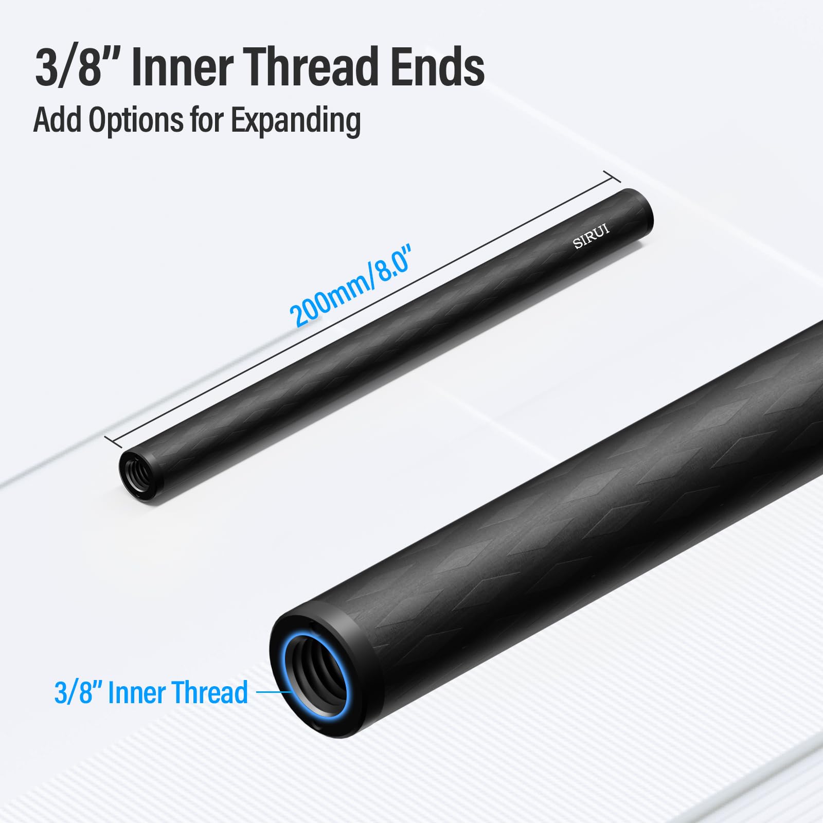 Sirui 15Mm Carbon Fiber Rod, Universal 8''/20Cm Camera Rail Rods For 15Mm Rod Rail Support System, Follow Focus, Should Rig, Am