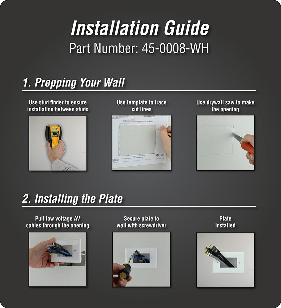 Data Comm Electronics 45 0008 La Easy Mount Recessed Low Voltage Cable Plate   Lite Almond