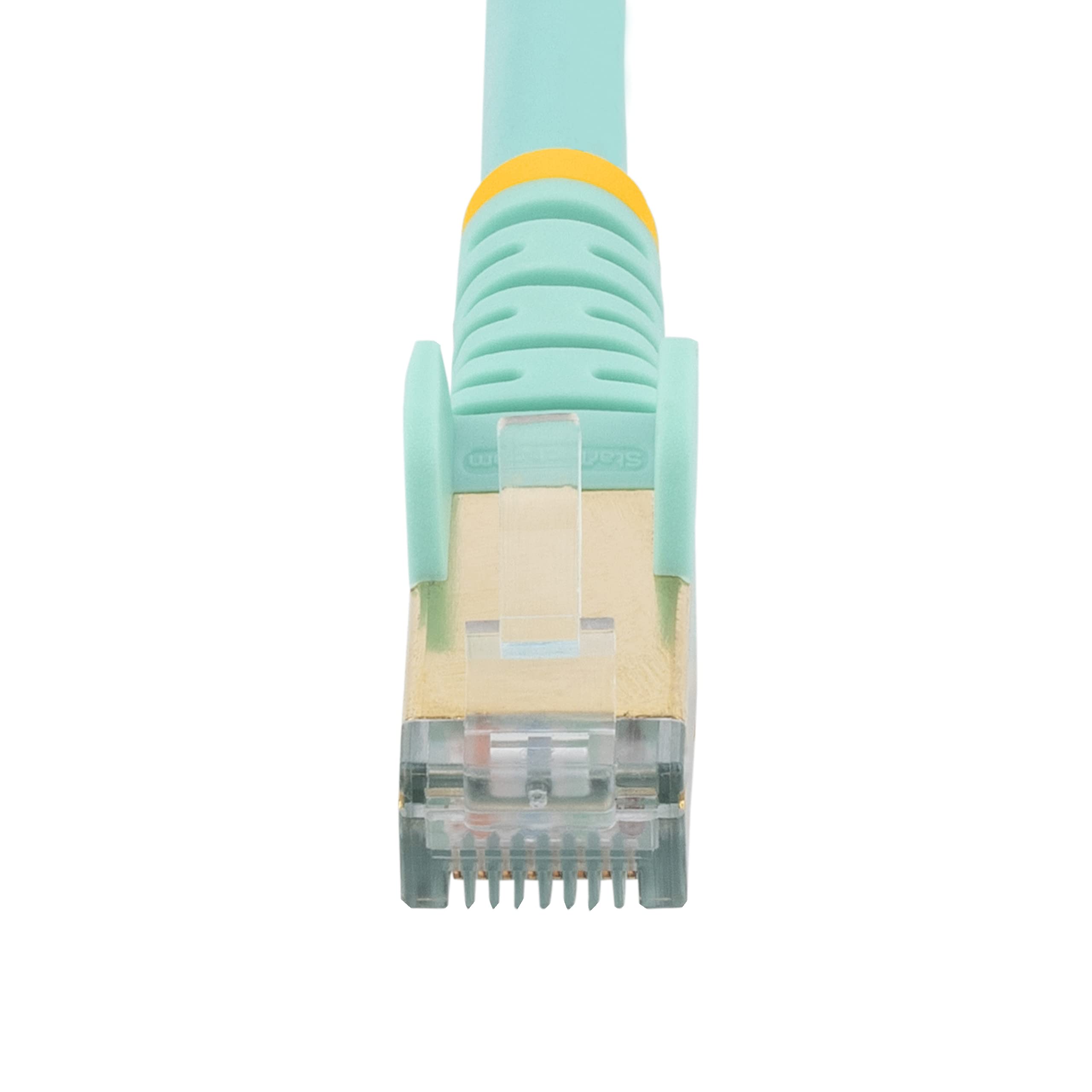 StarTech.com 35ft CAT6a Ethernet Cable   10 Gigabit Shielded Snagless RJ45 100W PoE Patch Cord   10GbE STP Network Cable w/Strain Relief   Aqua Fluke Tested/Wiring is UL Certified/TIA (C6ASPAT35AQ)