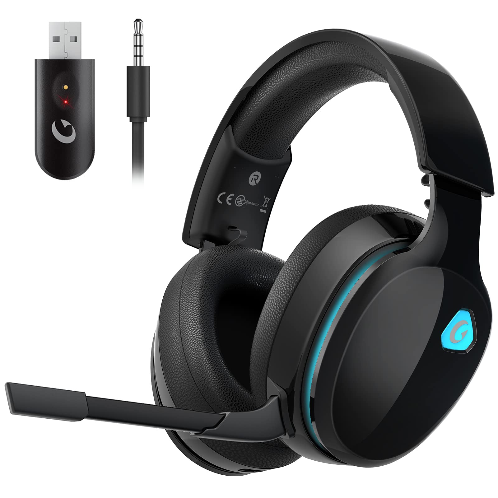 Gtheos 2.4Ghz Wireless Gaming Headphones For Pc, Ps4, Ps5, Mac, Nintendo Switch, Bluetooth 5.2 Headset With Detachable Noise Can