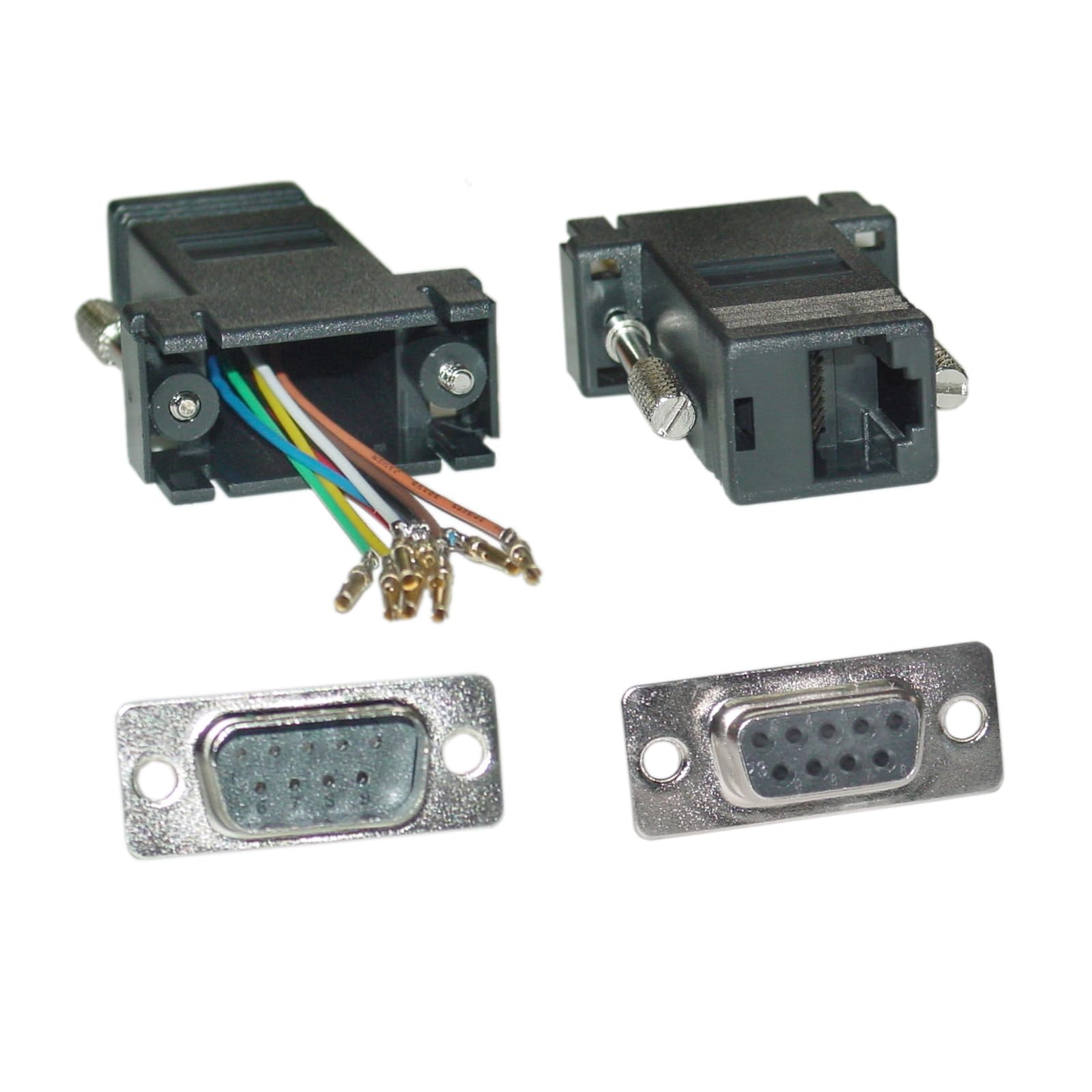 Cablewholesale Db9 To Rj45 Modular Adapter   M/F   Serial Adapter, Db9 Male To Rj45 Female Jack, Black, Db9 Rj45 Adapter, Db9 Ma