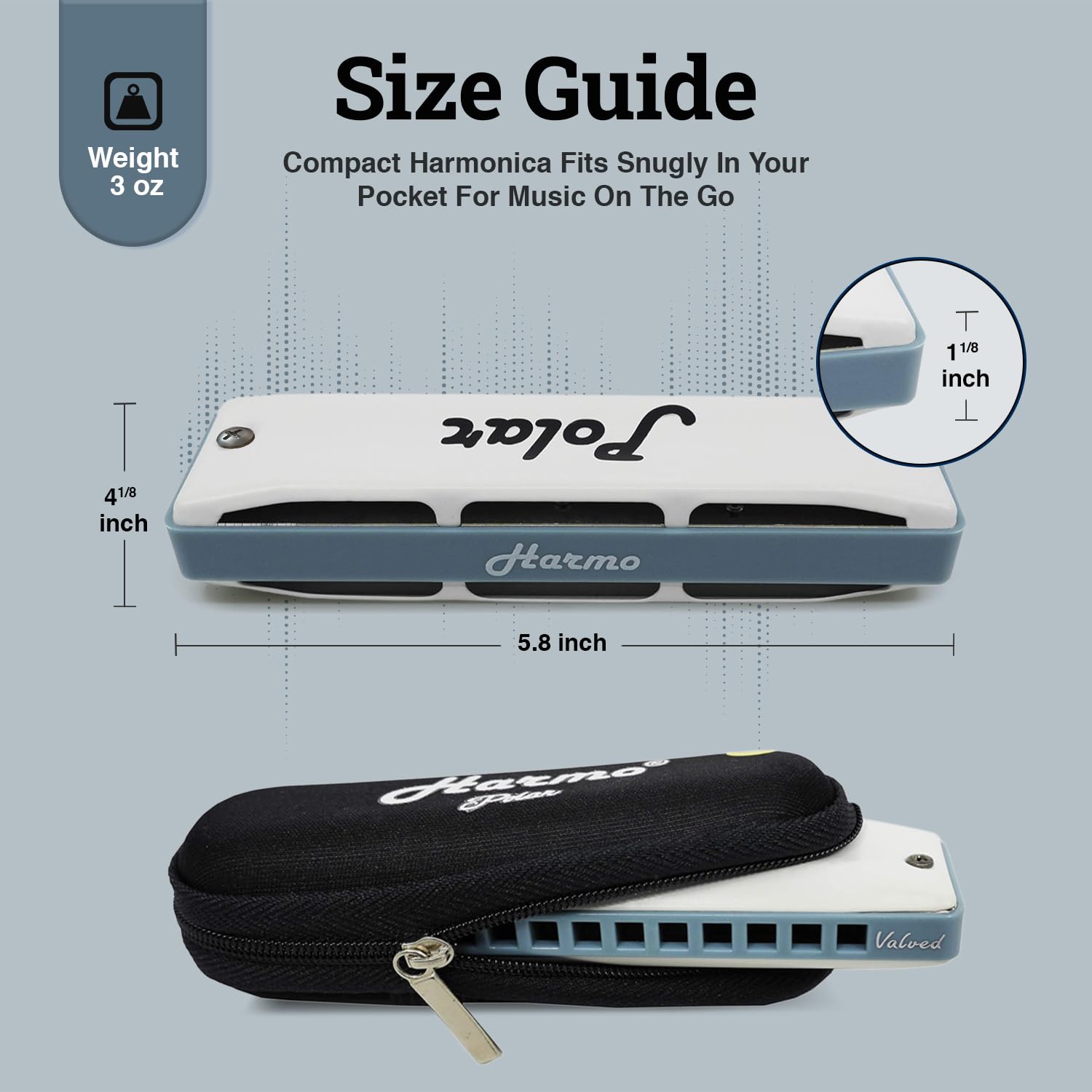 Harmo Polar Diatonic Harmonica Key Of C   Half Valved Design For Extended Bends, Ideal For Swing, Bebop, And Blues   Mouth Organ