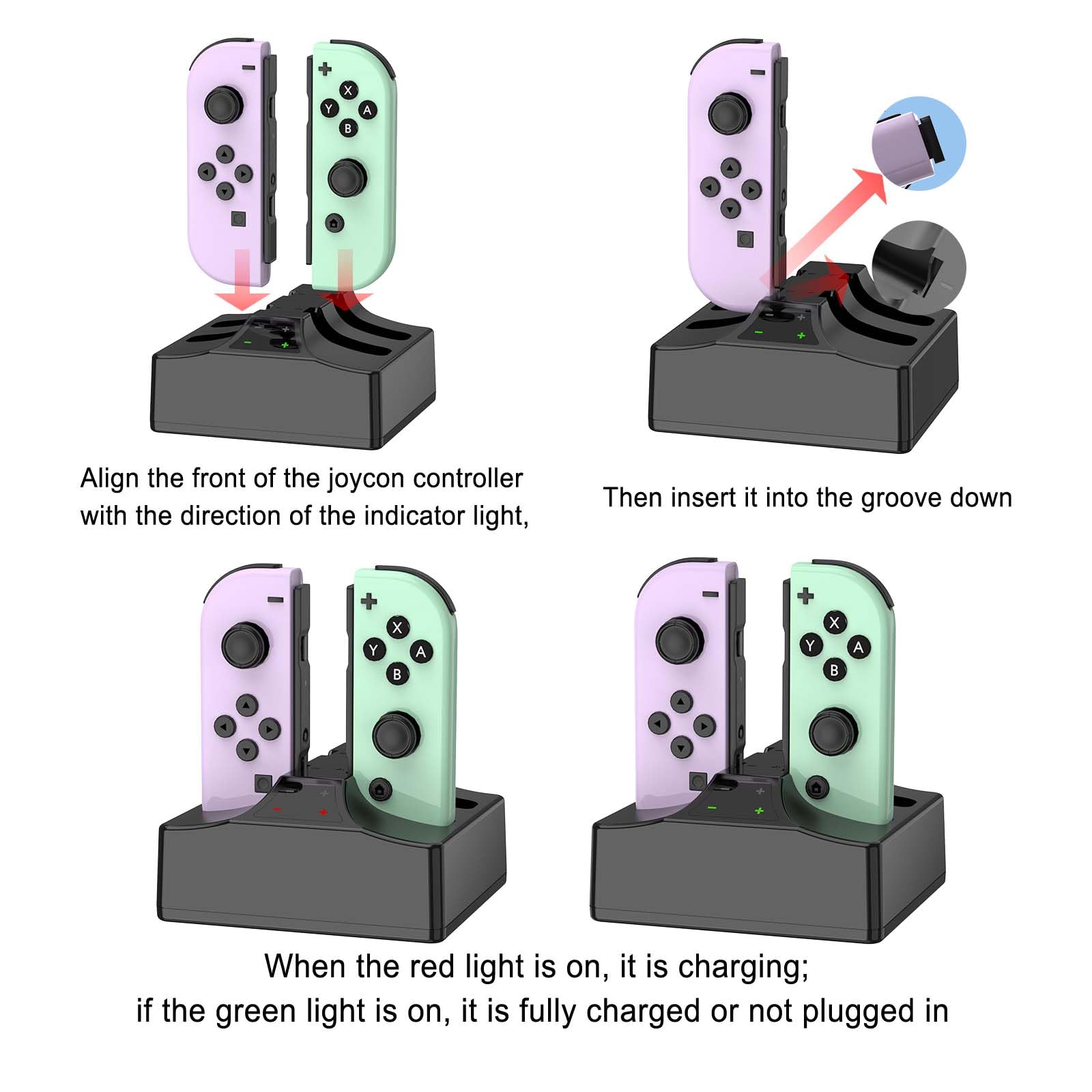 Joycon Charging Dock For Nintendo Switch & Switch Oled, Yccsky Charger Station For Switch Joy Con With A Usb Type C Charging Cab