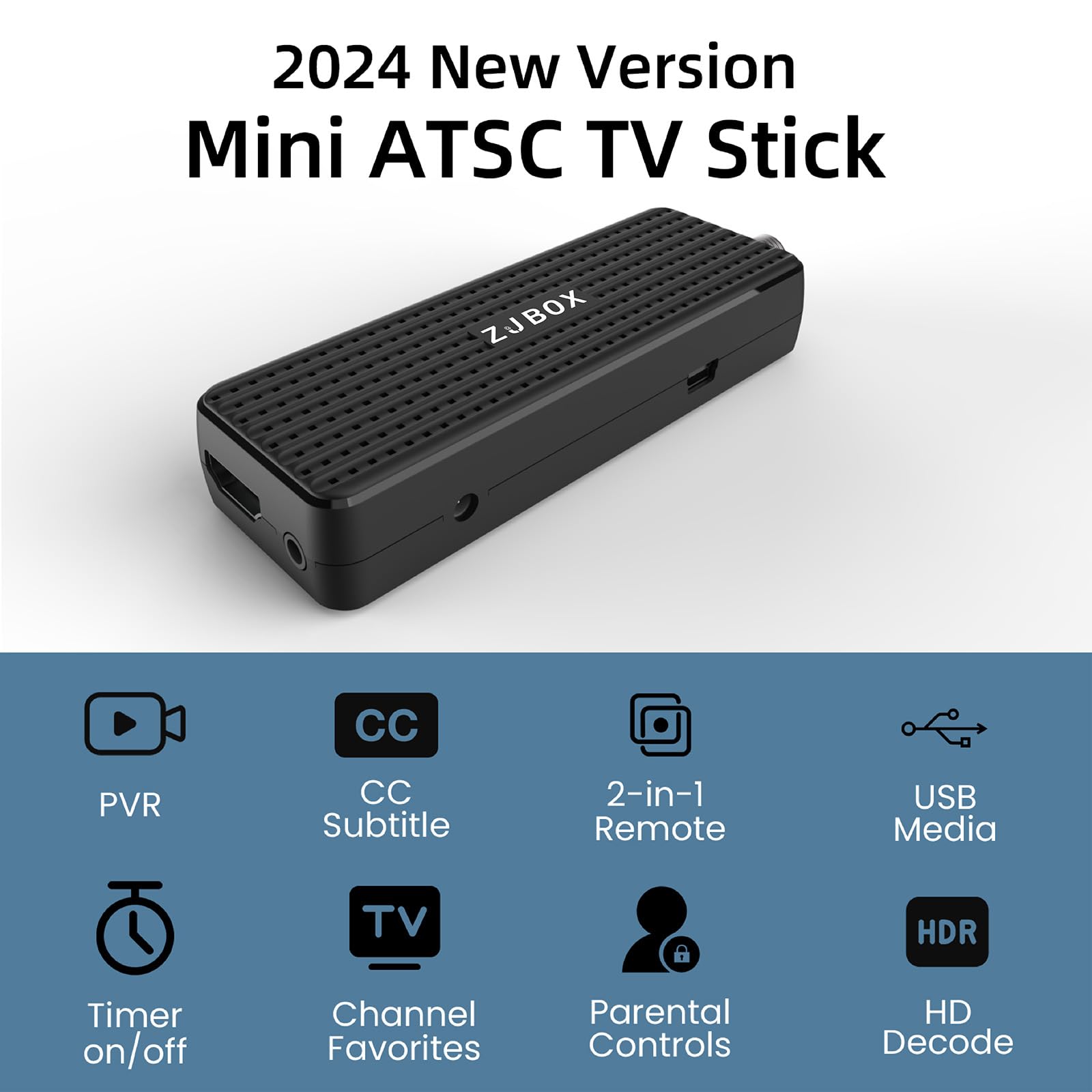 Zjbox Digital Converter Box For Tv,Newest 1080P Atsc Tv Tuner Box With Hdmi Output And 3Rca Cables Hidden Behind Tv,With Power A