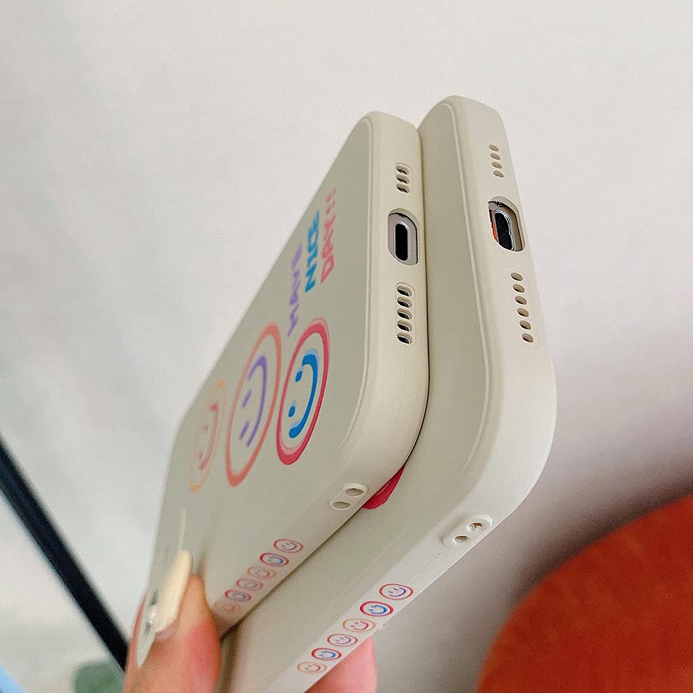 KERZZIL iPhone 12 Case Smile Pattern Silicone Slim Fit Shockproof 6.1 Inch Beige