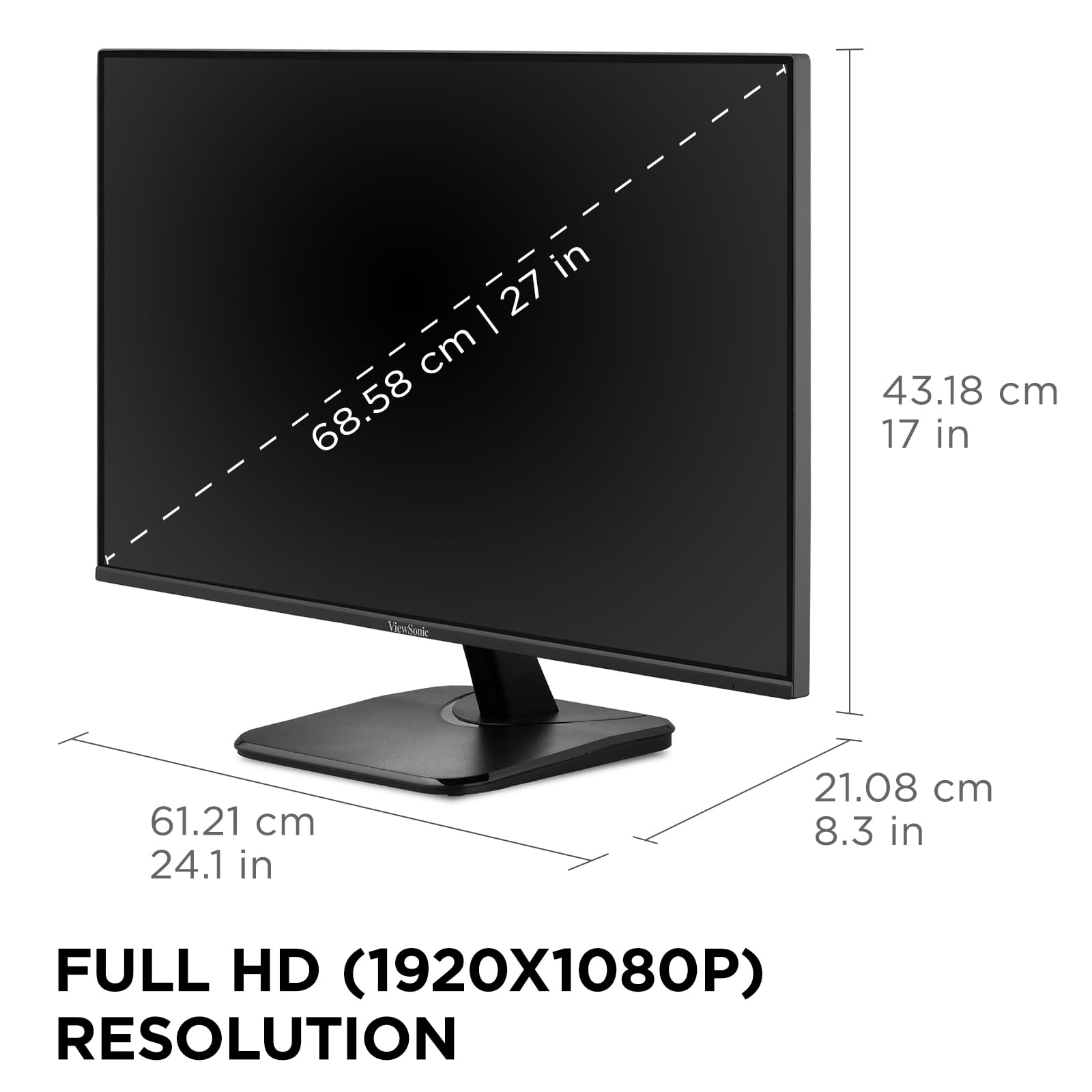 Viewsonic Va2756A Mhd 27 Inch Ips 1080P Monitor With 120Hz, Eye Care, Hdmi, Displayport, And Vga Inputs For Home And Office