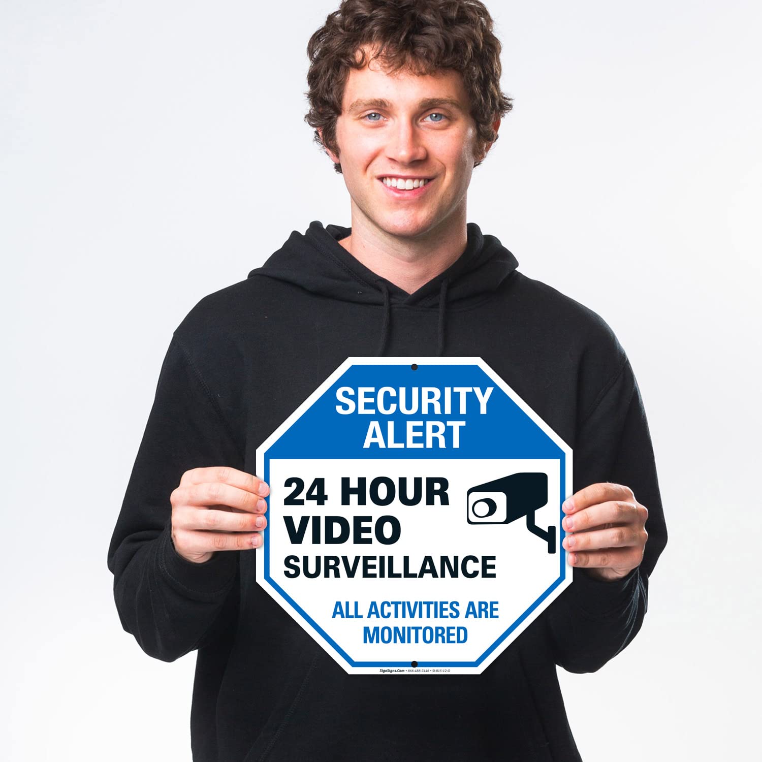 Sigo Signs, Video Surveillance Sign Outdoor | 24 Hour Cctv Camera Surveillance Sign, Large 12X12 Rust Free Premium Aluminum, Wea