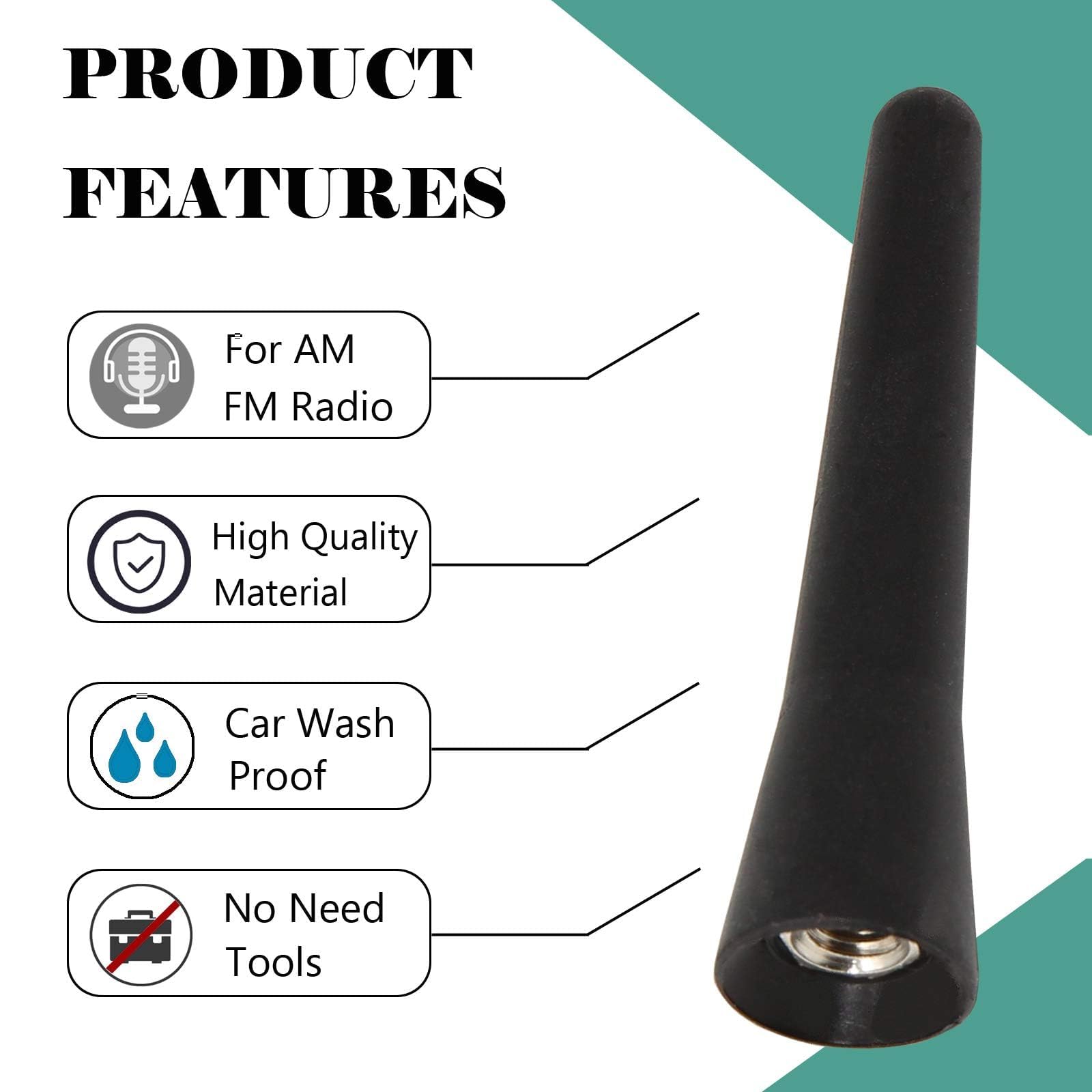 Anina 2.5 Inch Stubby Antenna Mast Compatible With 1998 2019 Mini Cooper/Countryman Bmw Z3/Z4/128I Vw Polo/Golf Am/Fm Radio Antenna Car Wash Proof