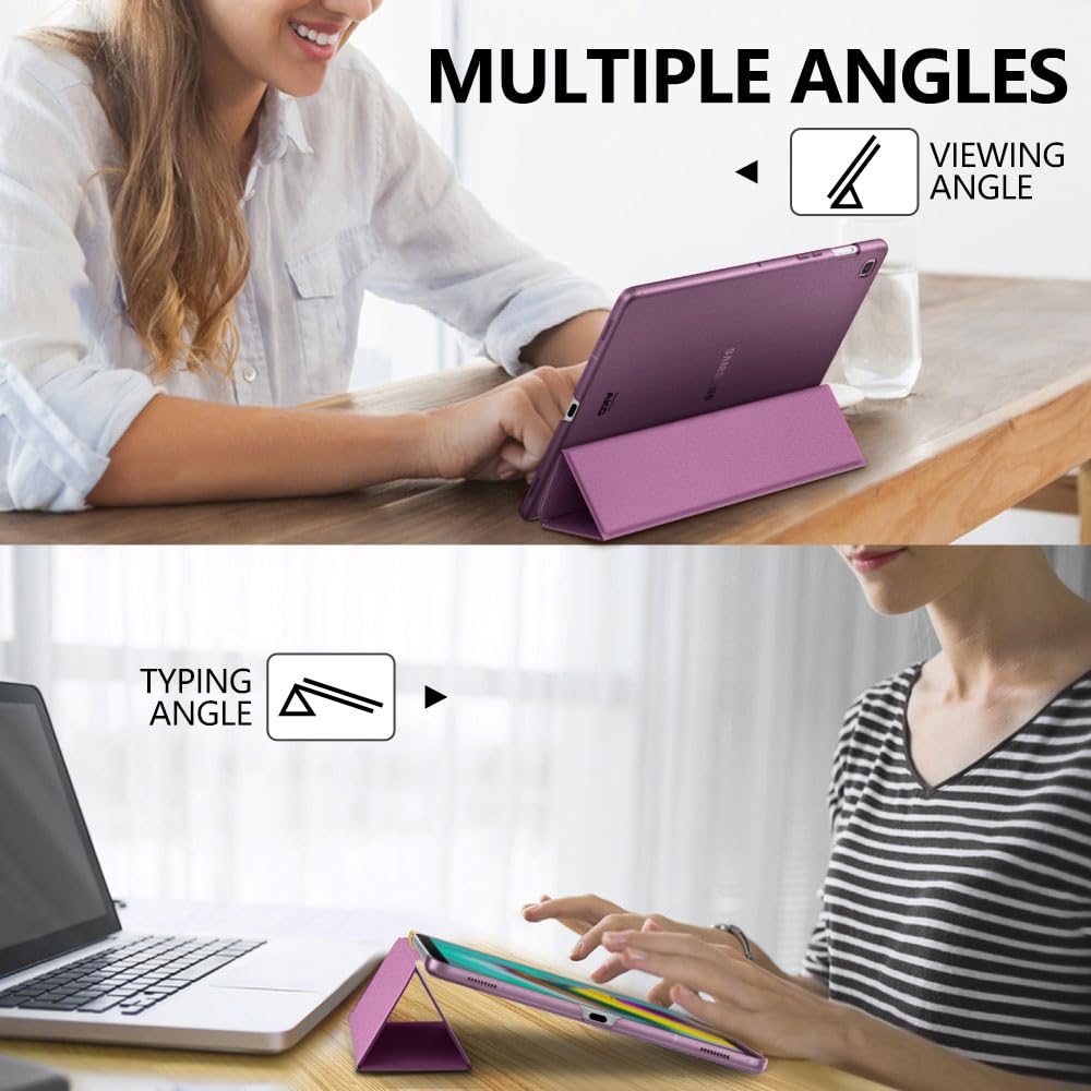 MoKo Case Fit Samsung Galaxy Tab S5e 2019, Ultra Thin Slim Shell Trifold Stand Cover with Frosted Back with Auto Wake and Sleep for Galaxy Tab S5e SM T720/SM T725 2019 Tablet, Dark Purple