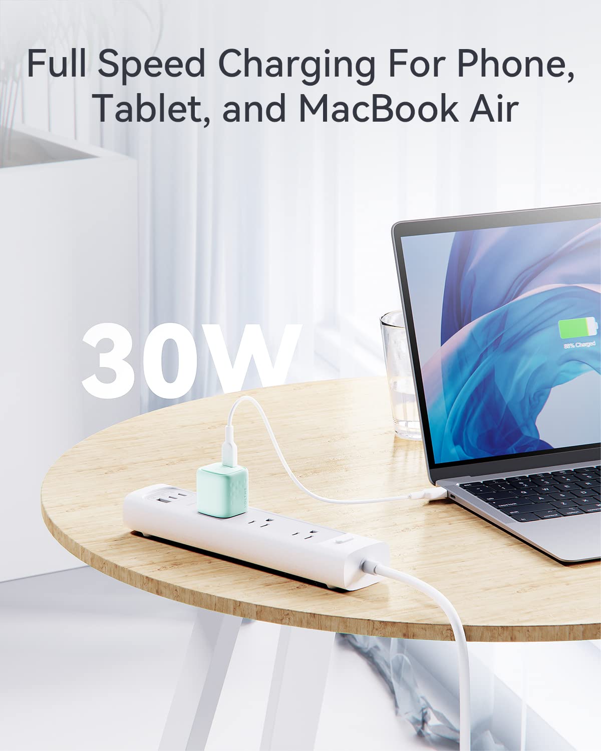VOLTME Revo 30W USB C GaN III Tech PD3.0 PPS Fast Wall Charger Green