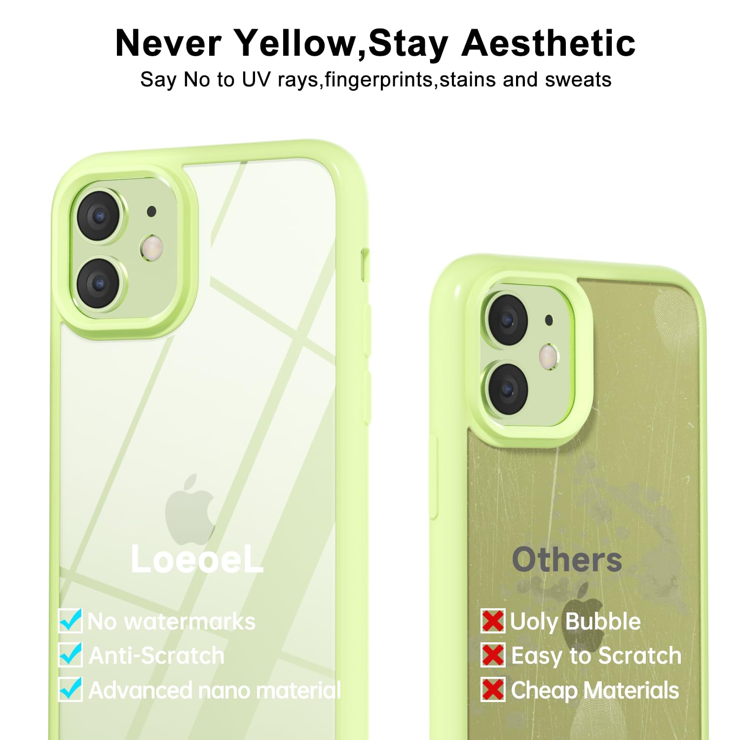 Loeoel For Iphone 11 Case Clear, Transparent Hybrid 11 Phone Case [Hard Plastic & Soft Silicone Bumper] Acrylic Non Yellowing Th