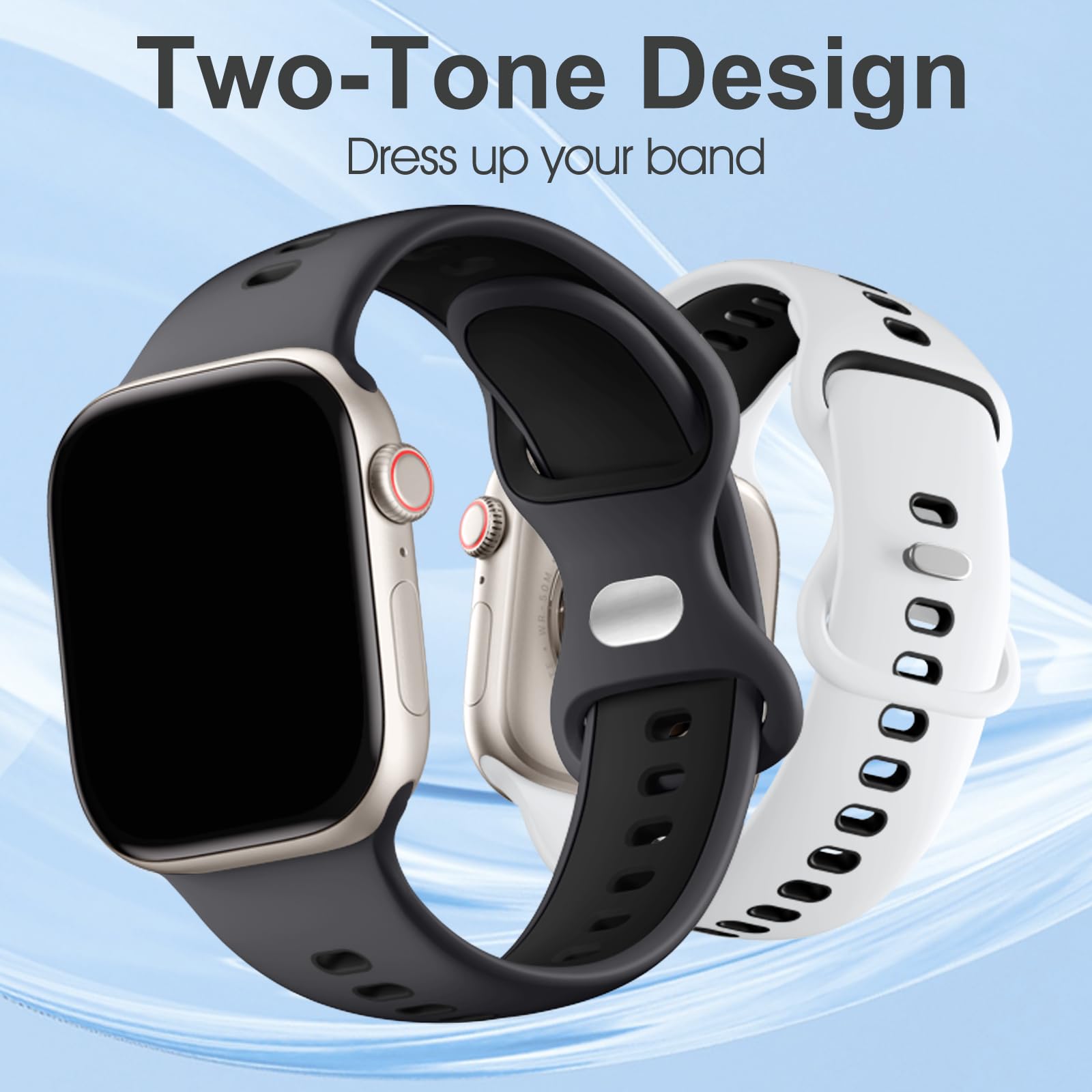 Witzon Sport Band Compatible With Apple Watch Bands For Men 46Mm 45Mm 44Mm 42Mm 49Mm, Soft Silicone Strap Breathable Smart Watch