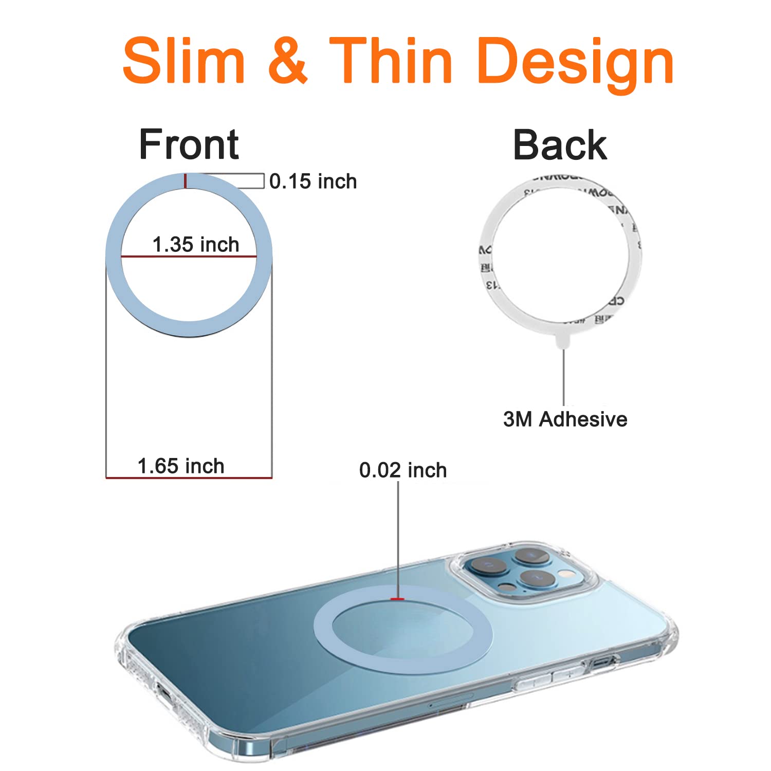 Cojoc 5Pcs For Magsafe Ring,Universal Magnetic Adapter Sticker Compatible With Wireless Charging Accessories For Iphone 14/13/12