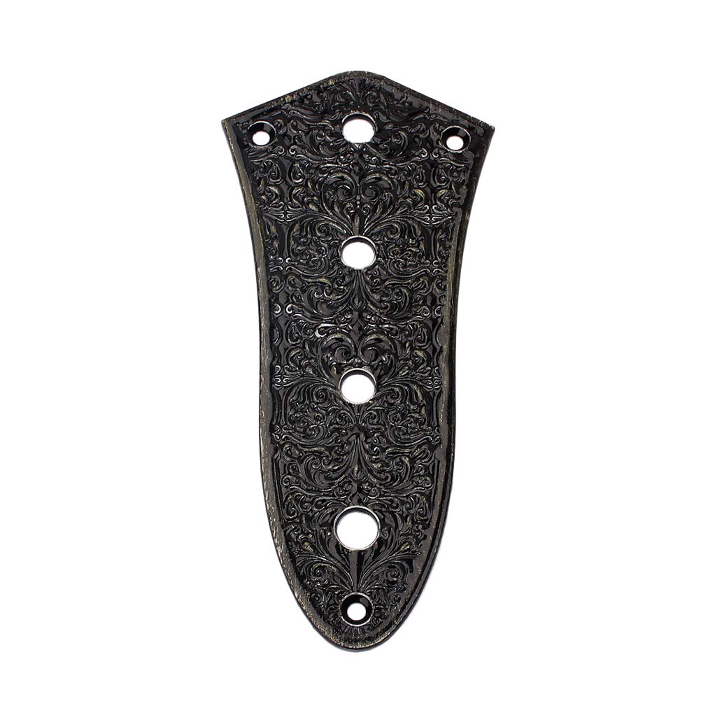 Artibetter 4 Hole Jazz Bass Control Plate Vintage Alloy Jazz Bass Parts (Black)