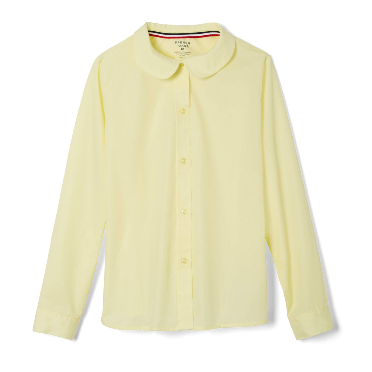 French Toast Girls Long Sleeve Woven Shirt With Peter Pan Collar (Standard  Plus), Yellow, 16