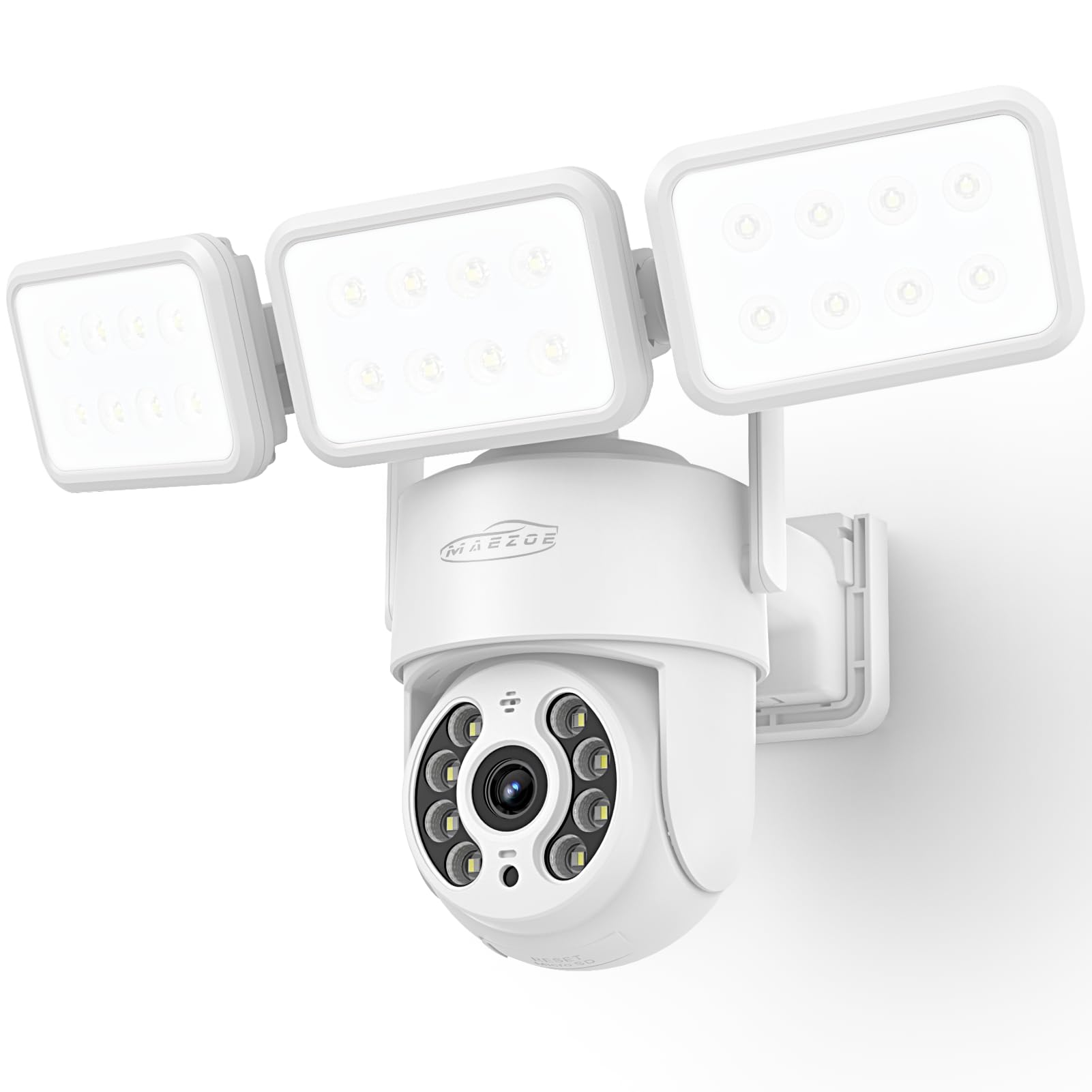 Maezoe Floodlight Camera Wired   Outdoor Smart Security Cameras, 360 Coverage, 3D Motion Detection, 2000 Lumens, 2 Way Audio, 2.