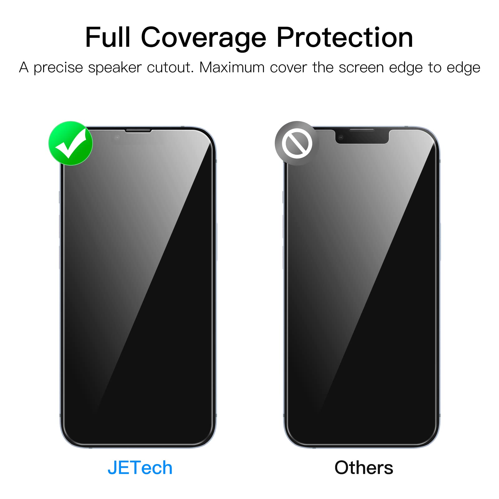 Jetech Full Coverage Screen Protector For Iphone 14 Plus 6.7 Inch, 9H Tempered Glass Film Case Friendly, Hd Clear, 3 Pack