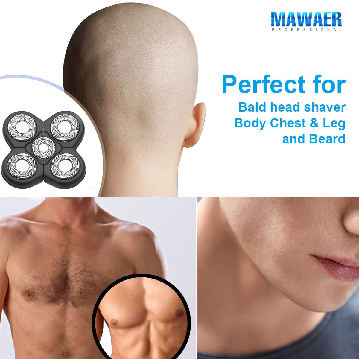 Universal 5 Blades Shaver Replacement Heads Compatible With Freedom Gold Shaver And Some Brands. 5D Electric Head Shaver Replace