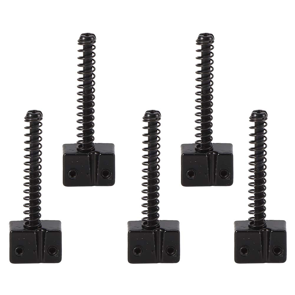 5Pcs 5 String Bass Bridge String Saddles Spring Screws For Bass Electric Guitar Kits(Black)