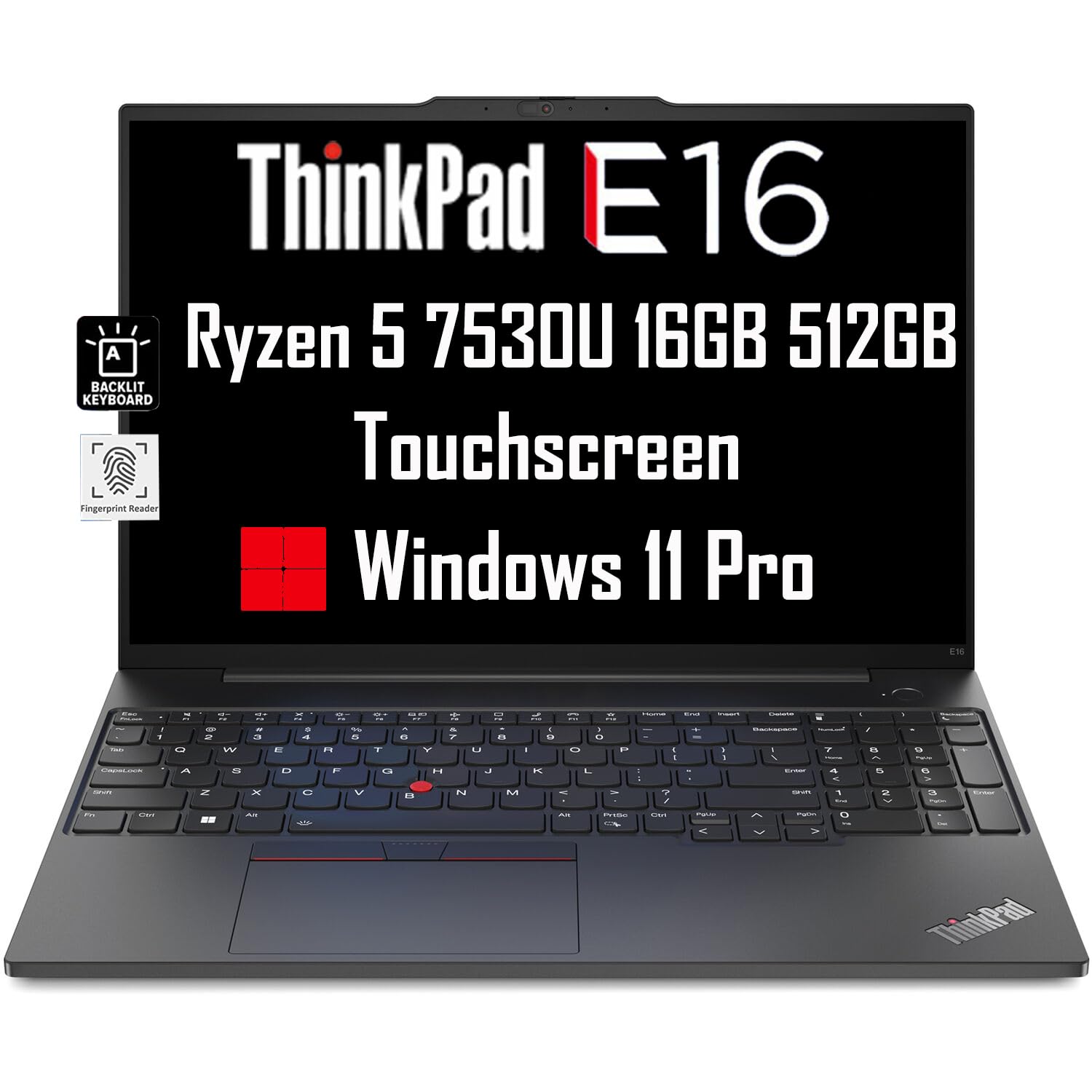 ThinkPad E16 Business Laptop (16 FHD+ Touchscreen, AMD Ryzen 5 7530U, 16GB RAM, 512GB SSD, (8-Core Beat i7-1165G7)), Fingerprint