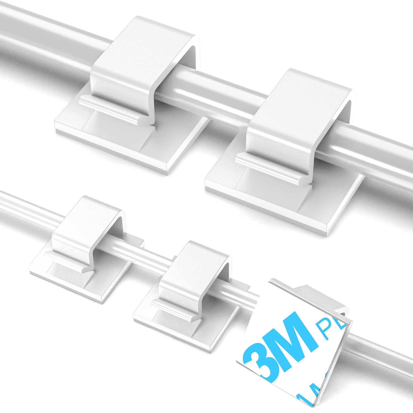 100 Pcs Adhesive Cable Clips White (Small & Large), Upgraded Wall Wire Holder For Cord Organizer Cable Management, Outdoor Light