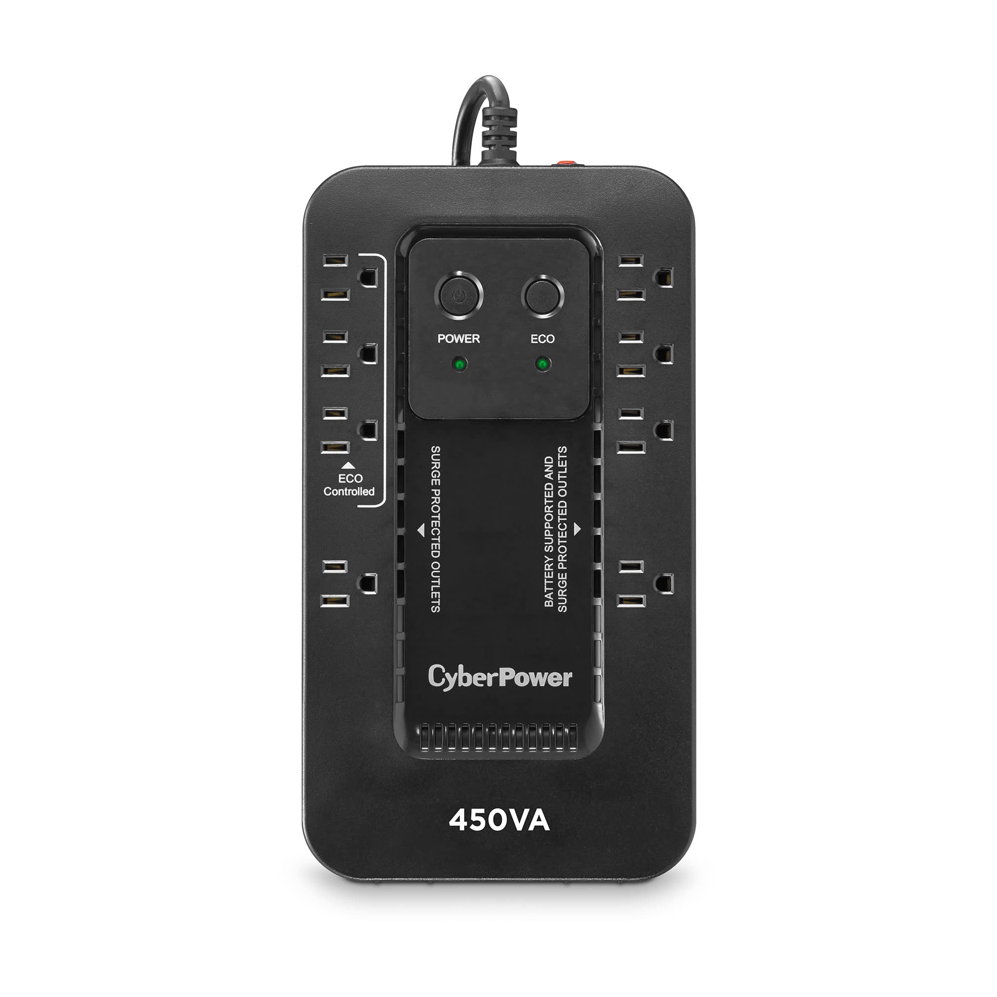 CyberPower EC450G Ecologic Battery Backup & Surge Protector UPS System, 450VA/260W, 8 Outlets, ECO Mode, Compact Uninterruptible