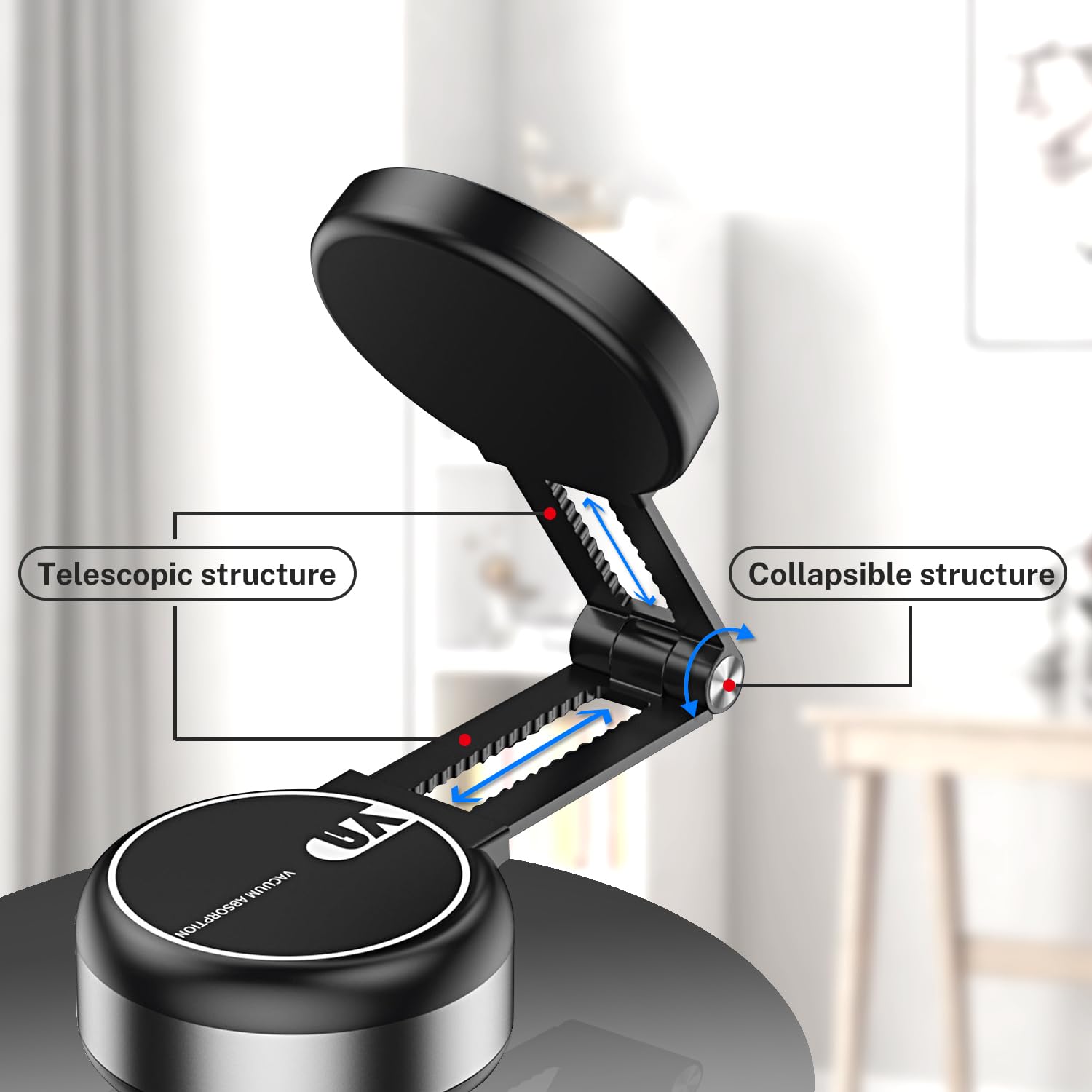 Jkoailiwi Foldable Magnetic Car Phone Mount, Hands-Free Adjustable Suction Cup Phone Mount, Vacuum Magnetic Phone Holder For Mag