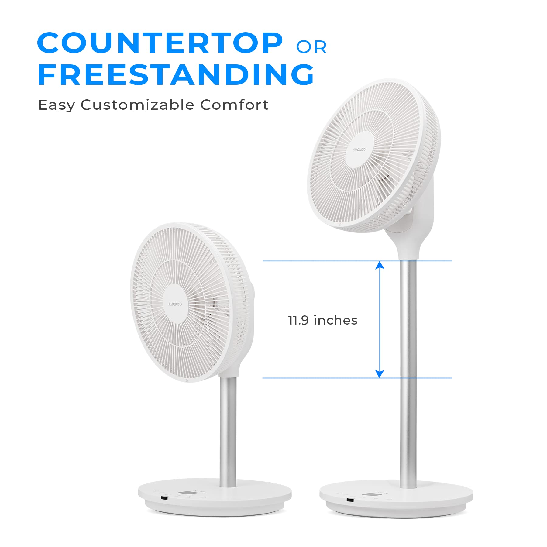 Cuckoo Oscillating Fan For Bedroom, Standing Pedestal Floor Fan With 12 Speeds & 4 Wind Modes, Adjustable Height With Remote, Quiet Bldc Electric Motor, Ideal For Any Room, White (Cf Ac1410Wh)