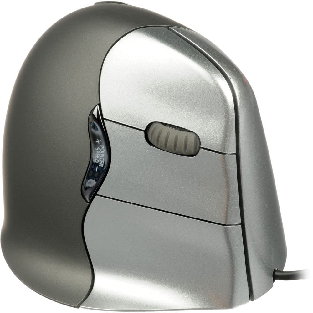 Evoluent Vertical Mouse 4 Right Hand (VM4R)   Ergonomic USB Wired Mouse for Laptop and PC with Jestik Microfiber Cloth (Regular Size) Black